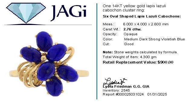 Blue Lapis Lazuli Ring Set in 14K Yellow Gold