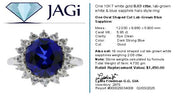 5.95ct. Lab Grown Sapphire Ring Set in 10K White Gold Sz 8