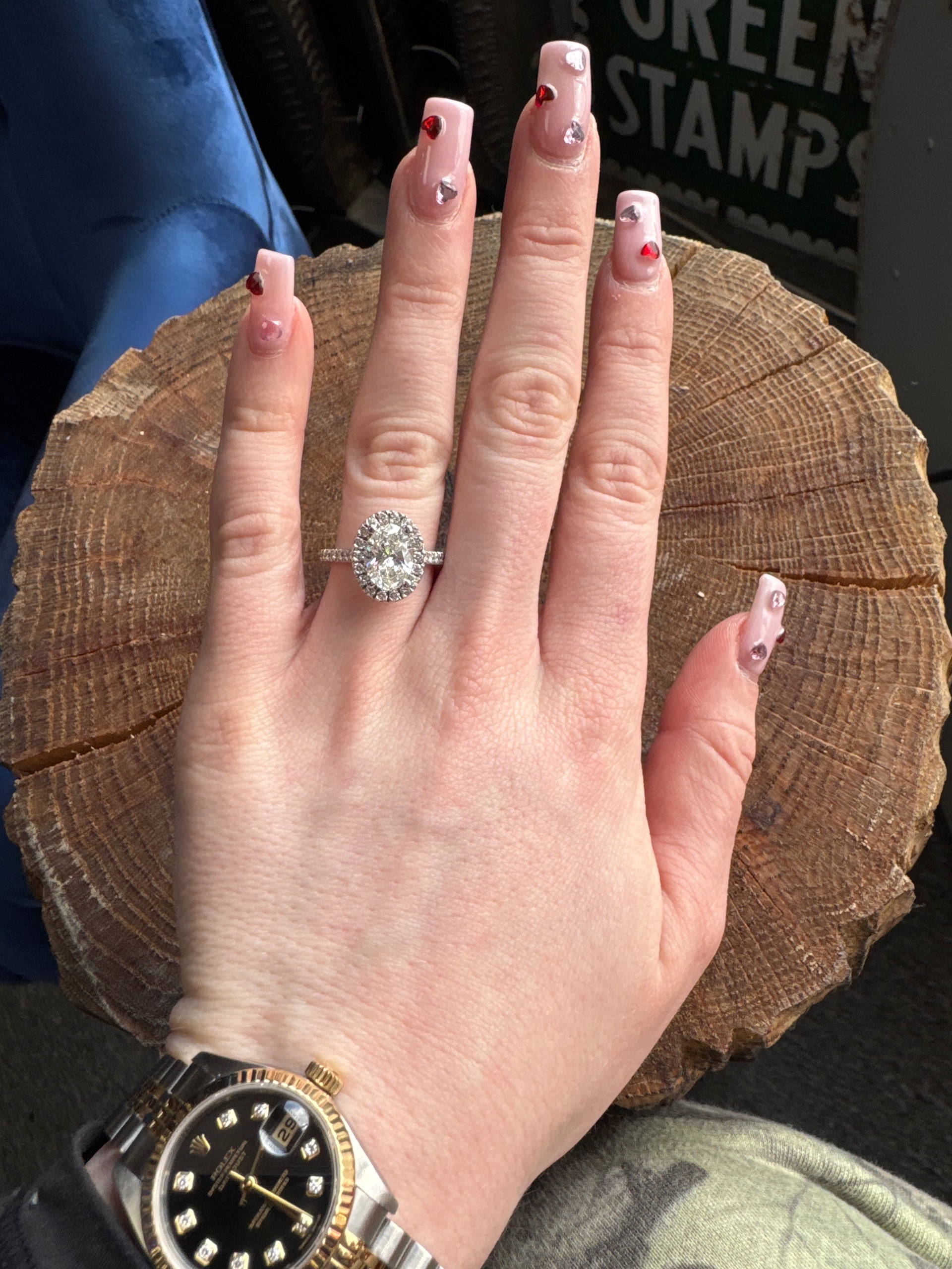 2.06ct. F VS1 Lab Grown Diamond Oval Set in 14K White Gold Halo