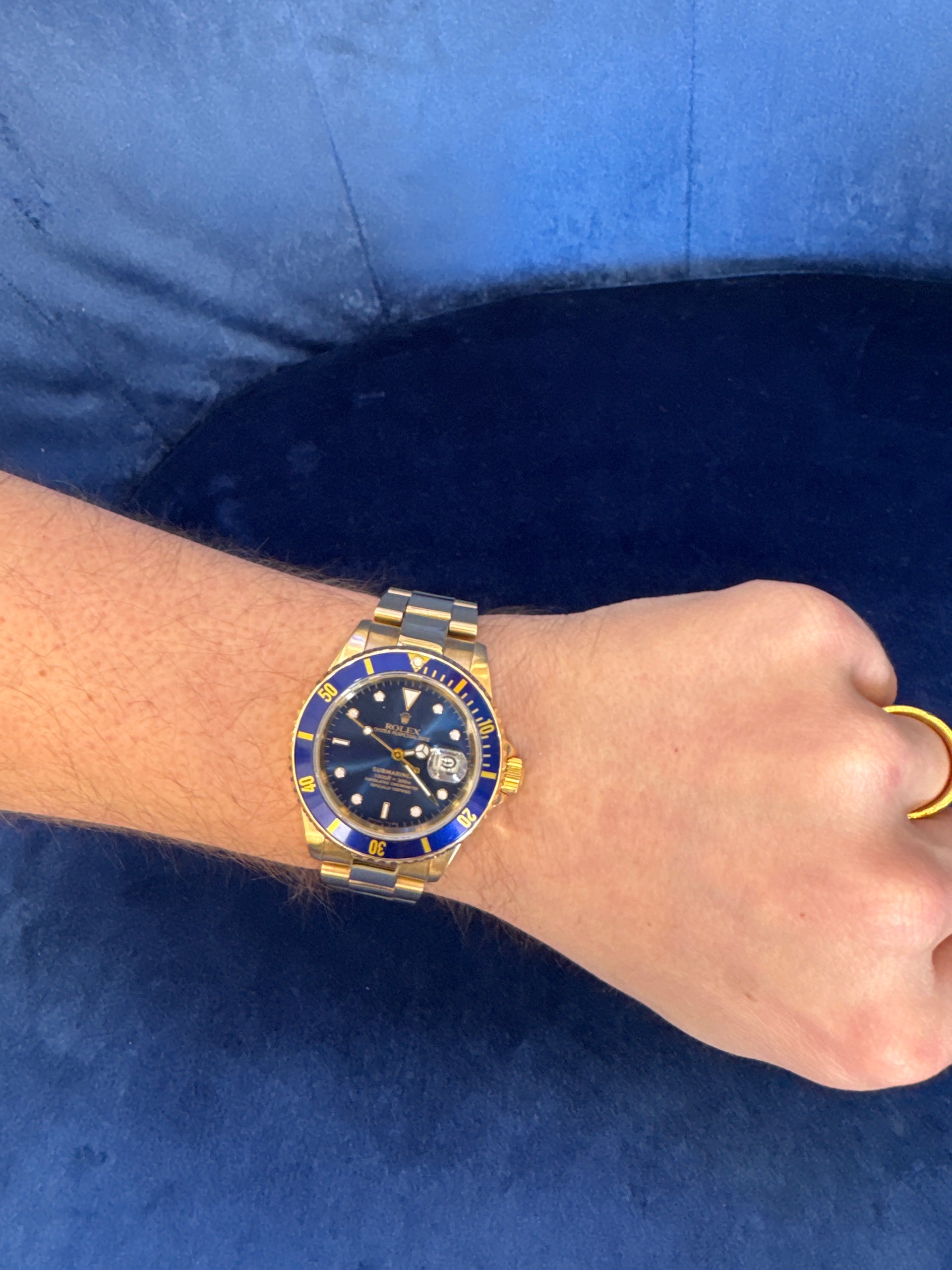 40mm Rolex Solid Gold Submariner Blue Ref 16618