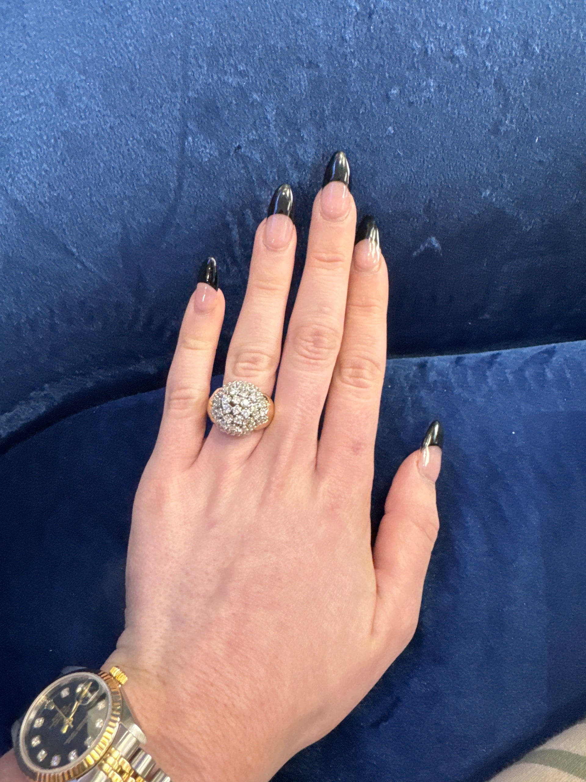 Natural Diamond Dome Ring in 14K Yellow Gold