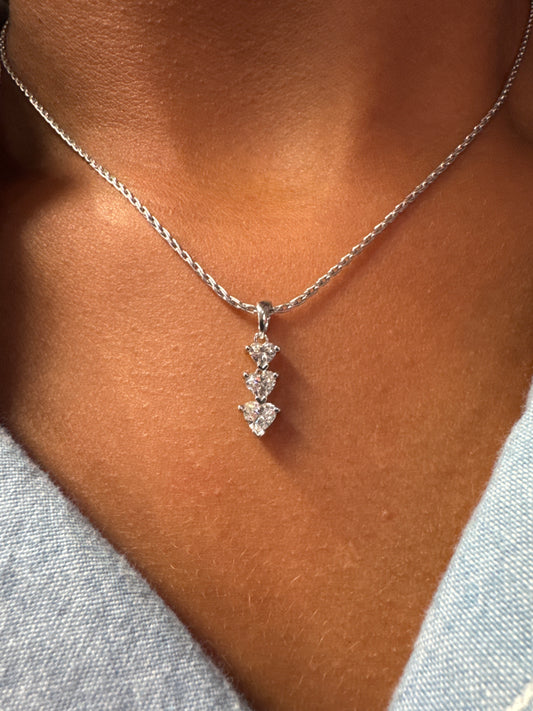 .85cttw. Natural VS+ Heart Shape Diamond Pendant in 14K White Gold on 16" 14K White Gold Chain
