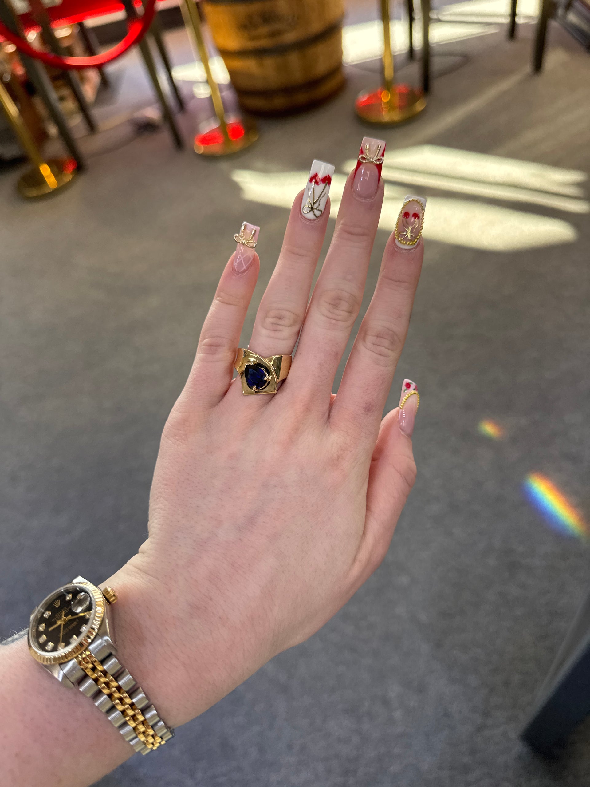 Lab Grown Blue Sapphire Fashion Ring Set in 10K Yellow Gold