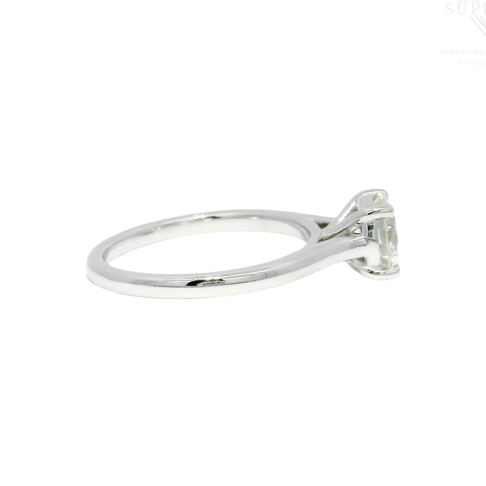 1.25ct Natural Round Diamond in 14K White Gold Cathedral Mounting