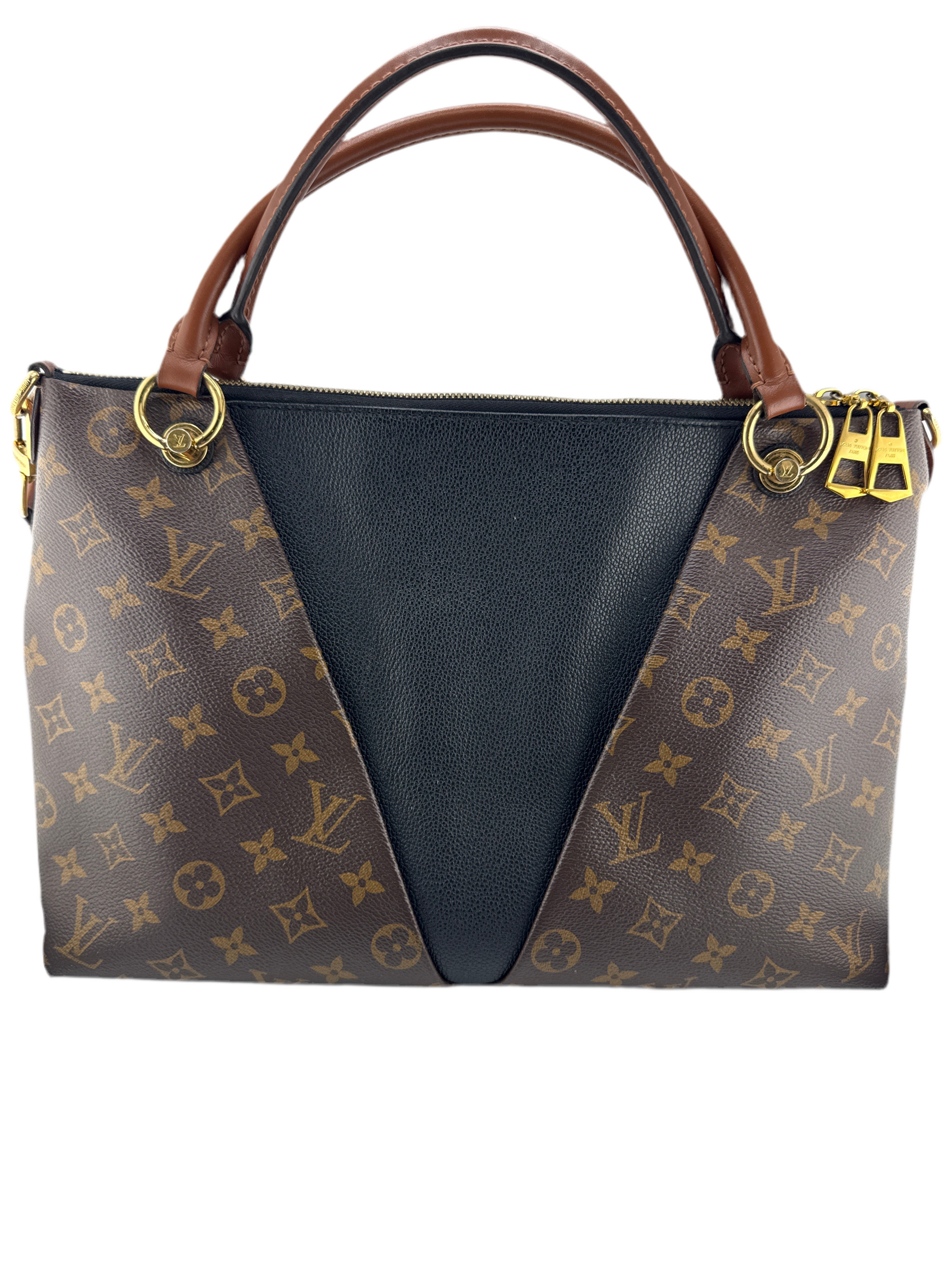 Louis Vuitton V Tote MM Monogram Noir Caramel