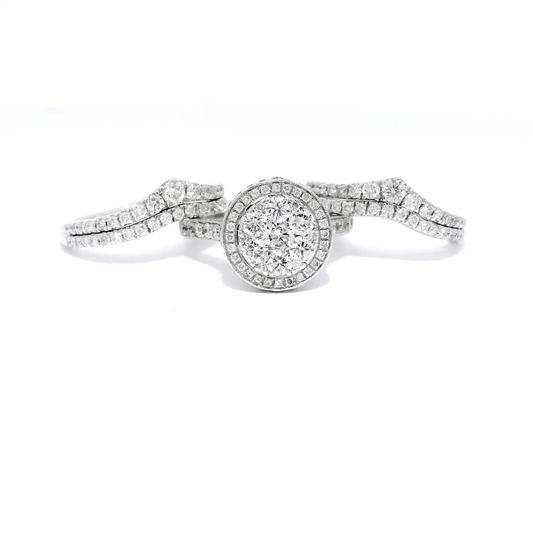 Three Piece Diamond Engagement Set in 14K White Gold