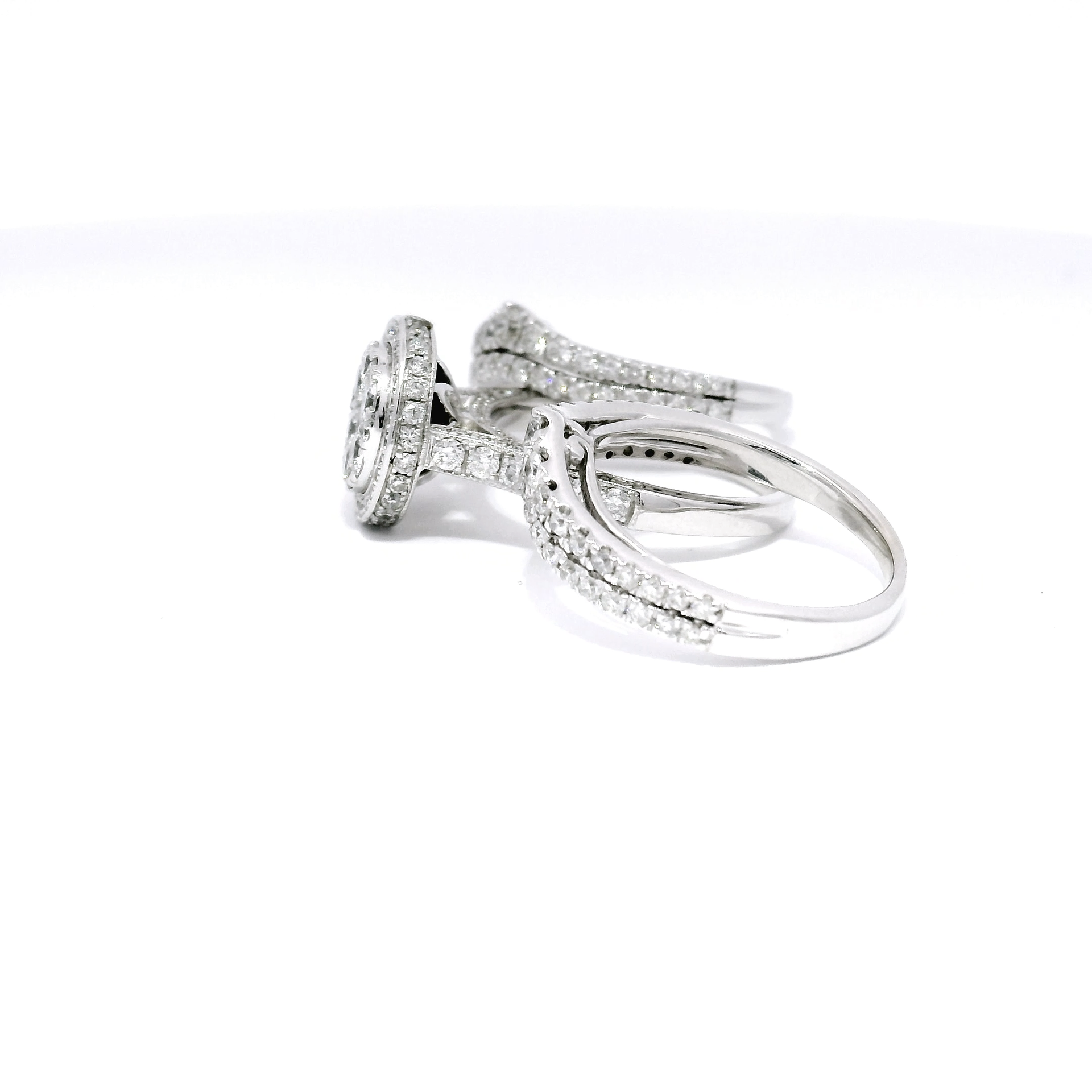 Three Piece Diamond Engagement Set in 14K White Gold