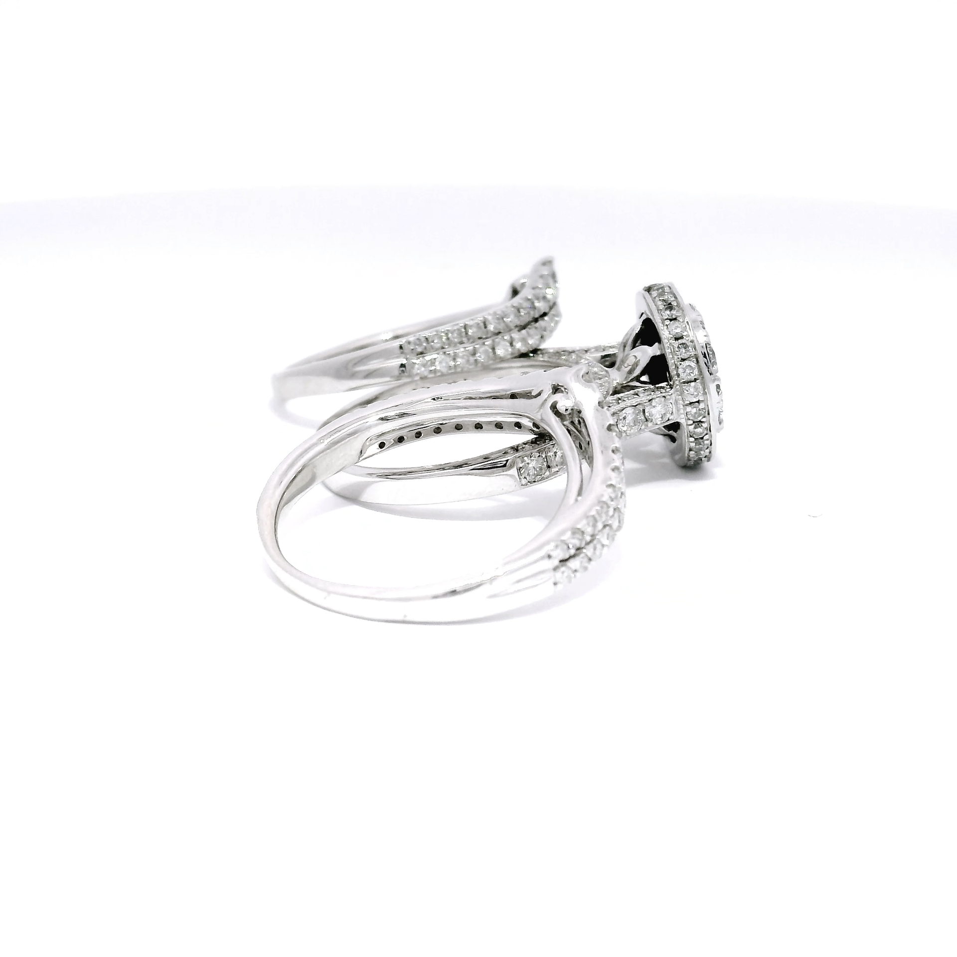 Three Piece Diamond Engagement Set in 14K White Gold