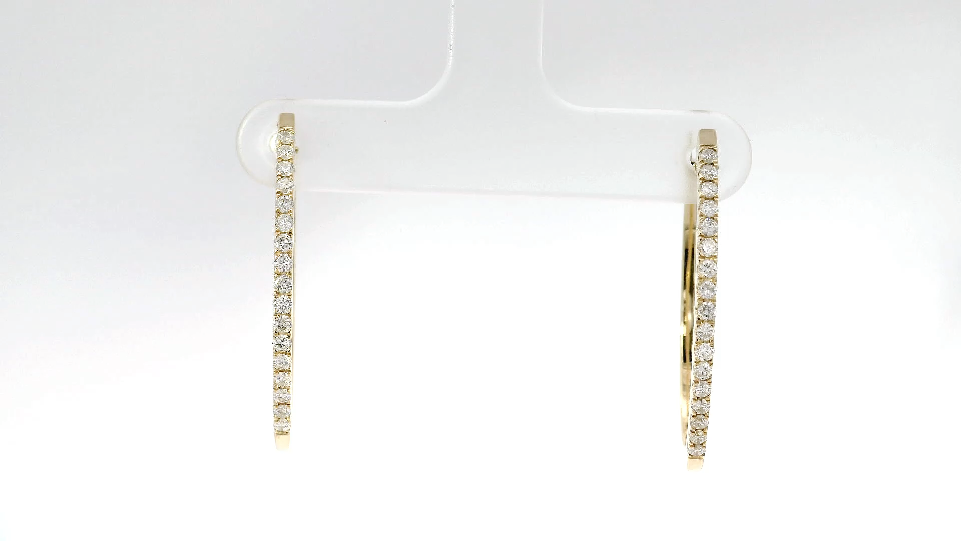 Natural Diamond Oval Shape Hoops in 14K Yellow Gold