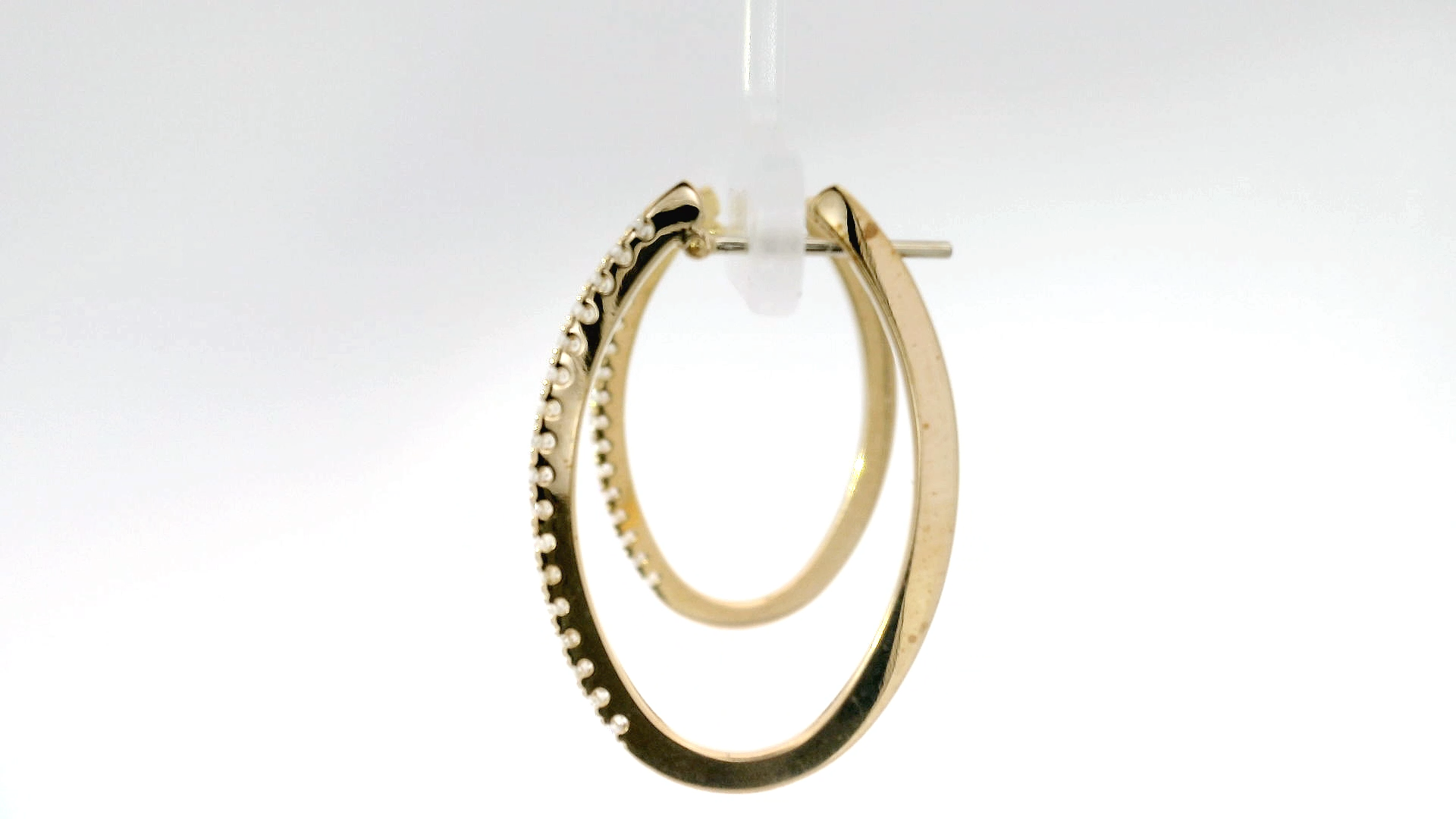 Natural Diamond Oval Shape Hoops in 14K Yellow Gold