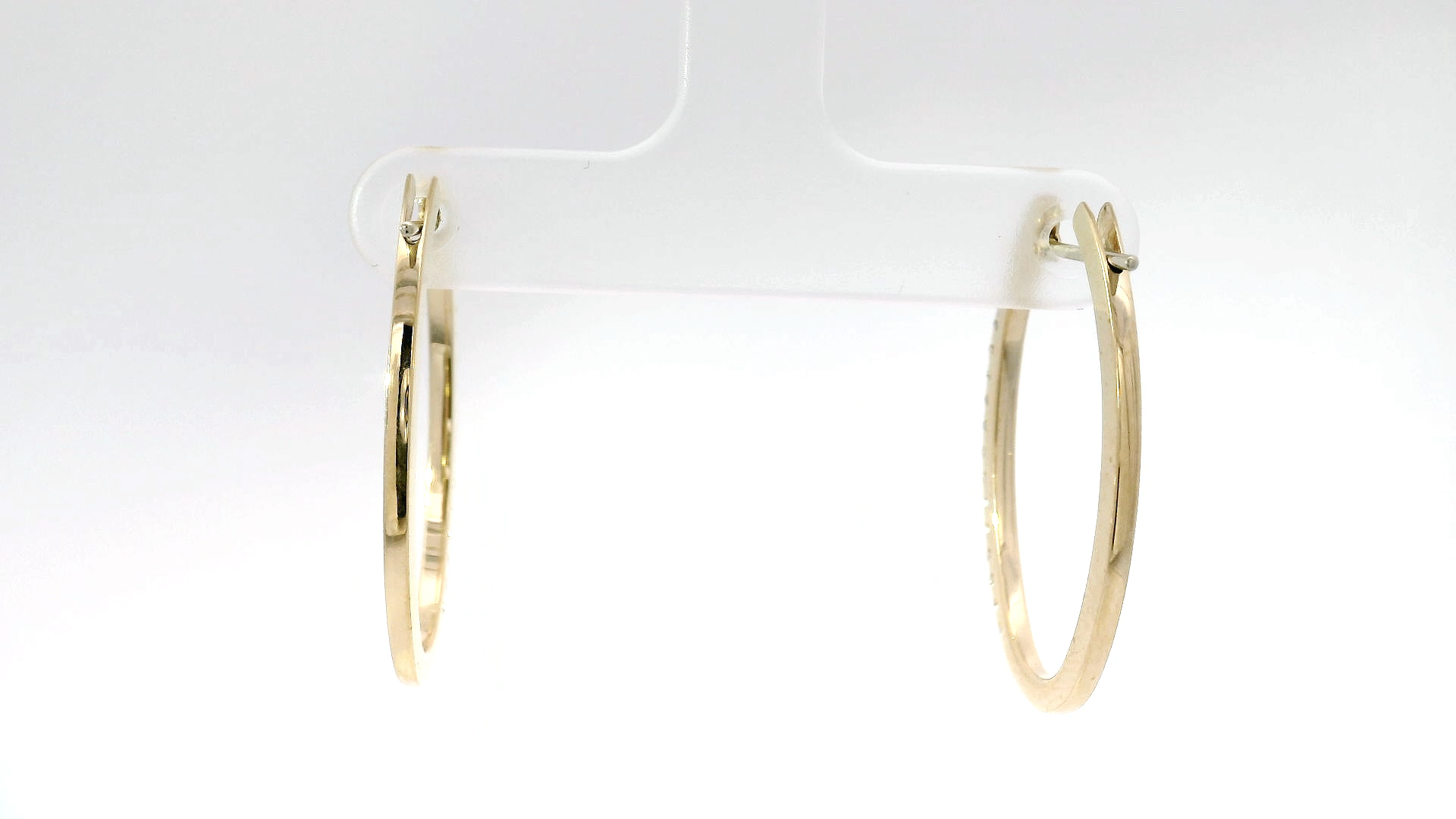 Natural Diamond Oval Shape Hoops in 14K Yellow Gold