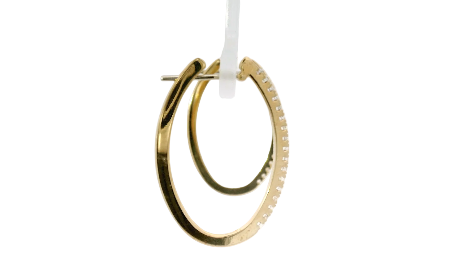 Natural Diamond Oval Shape Hoops in 14K Yellow Gold