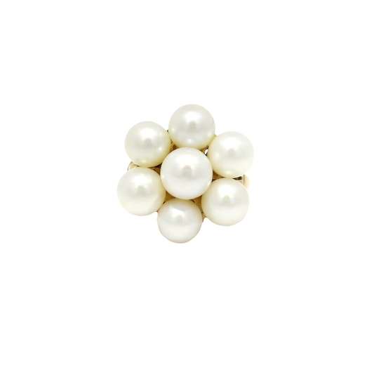 Pearl Cluster Ring Set in 18K Yellow Gold