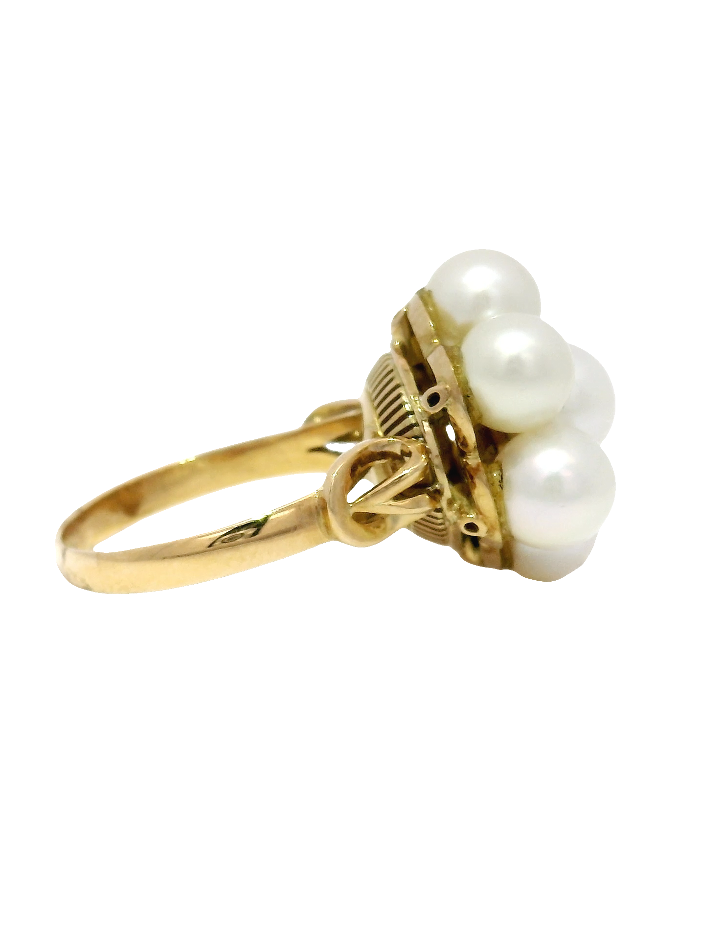 Pearl Cluster Ring Set in 18K Yellow Gold