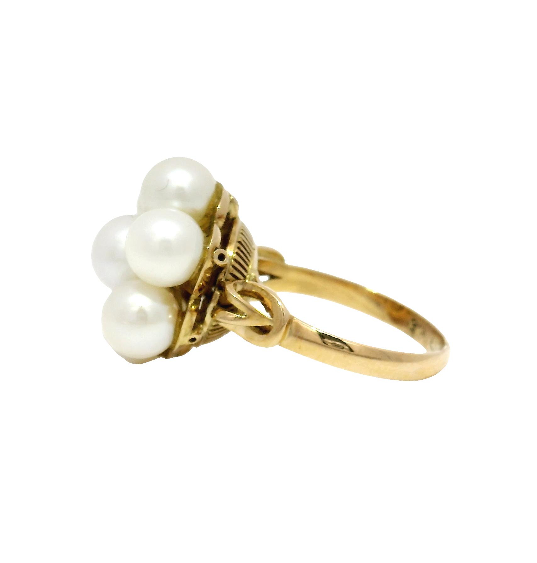Pearl Cluster Ring Set in 18K Yellow Gold