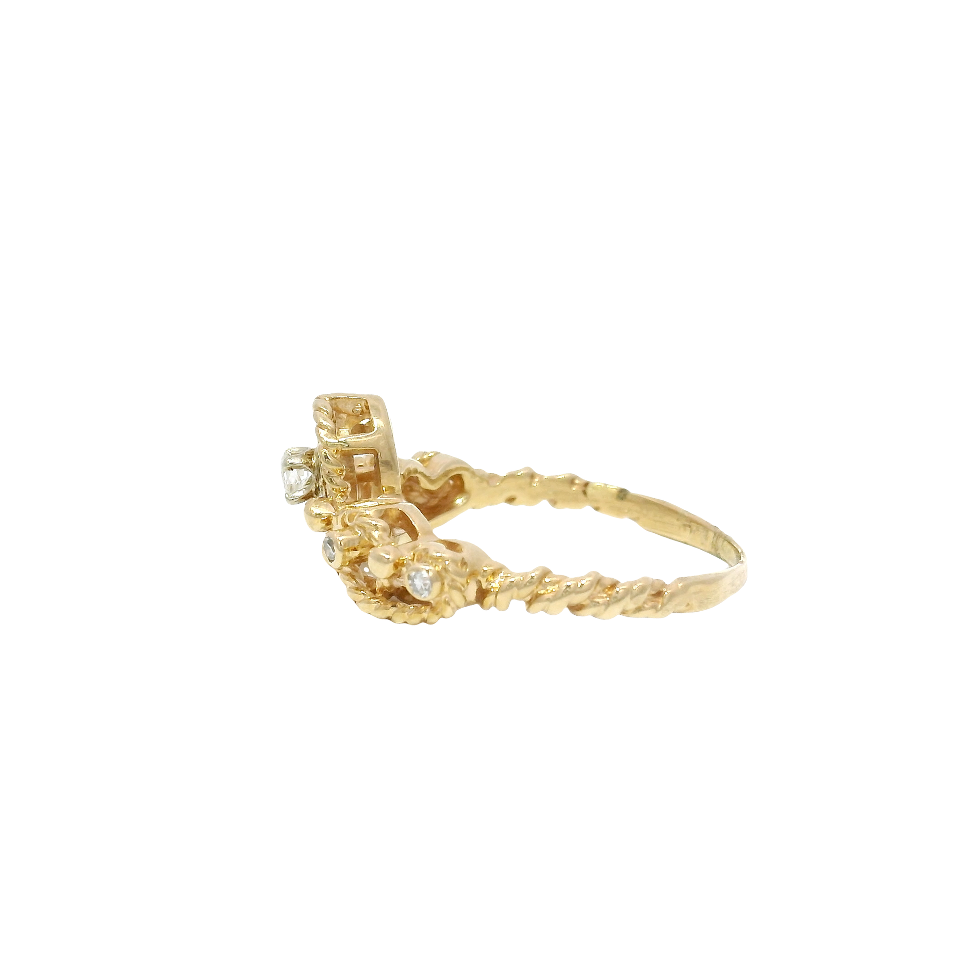 Natural Diamond Crown Ring Set in 14K Yellow Gold