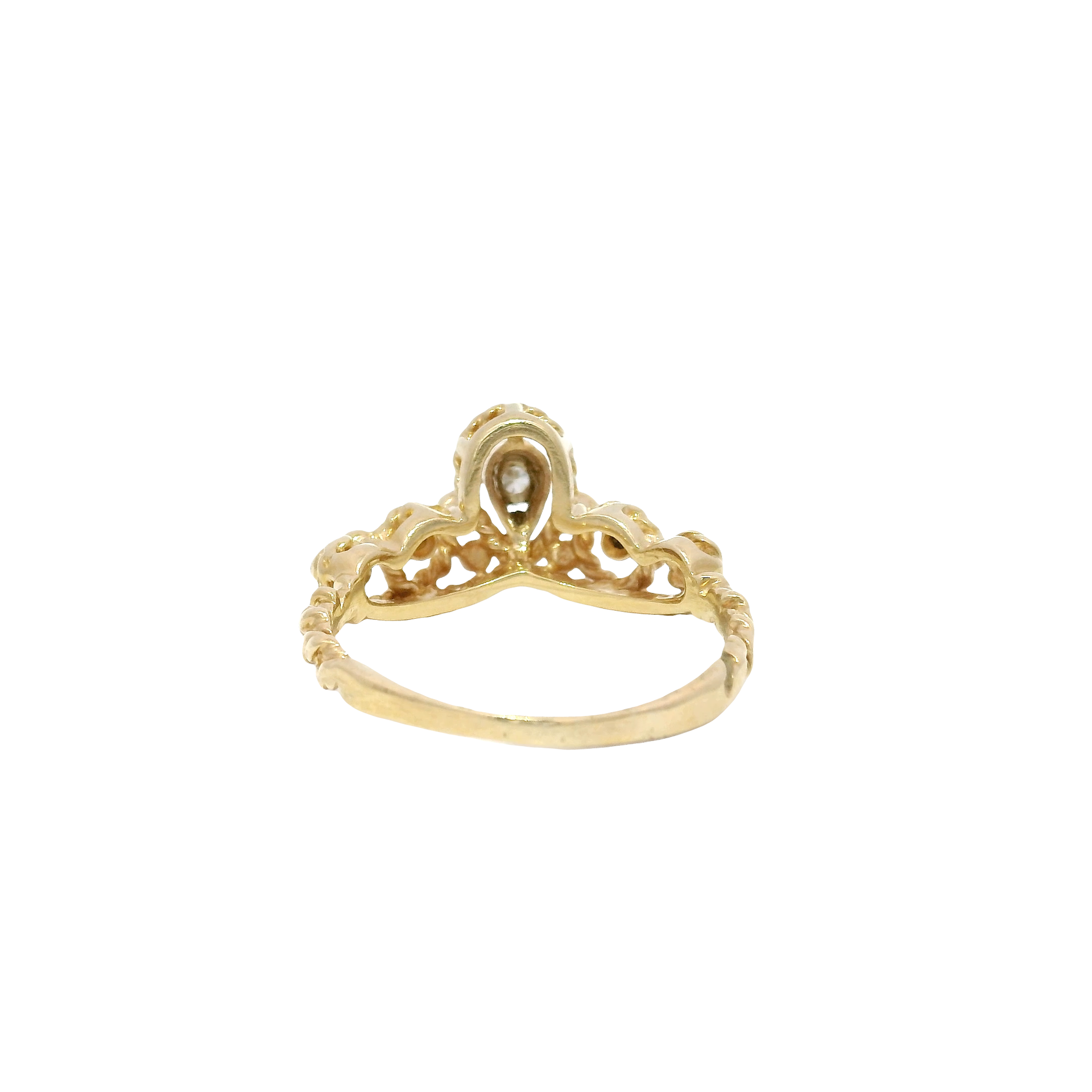 Natural Diamond Crown Ring Set in 14K Yellow Gold