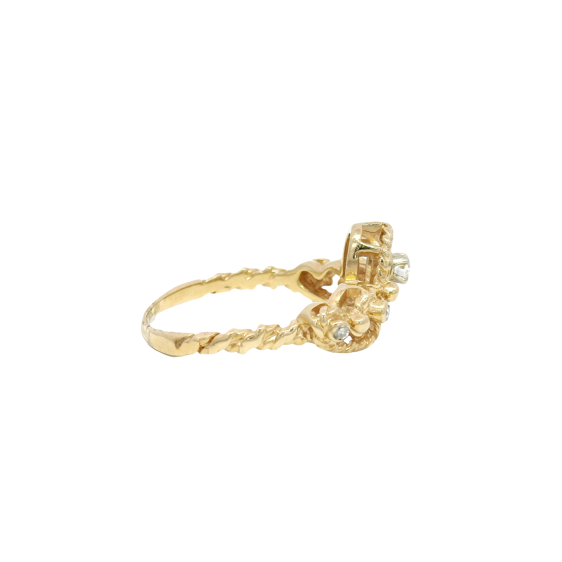 Natural Diamond Crown Ring Set in 14K Yellow Gold
