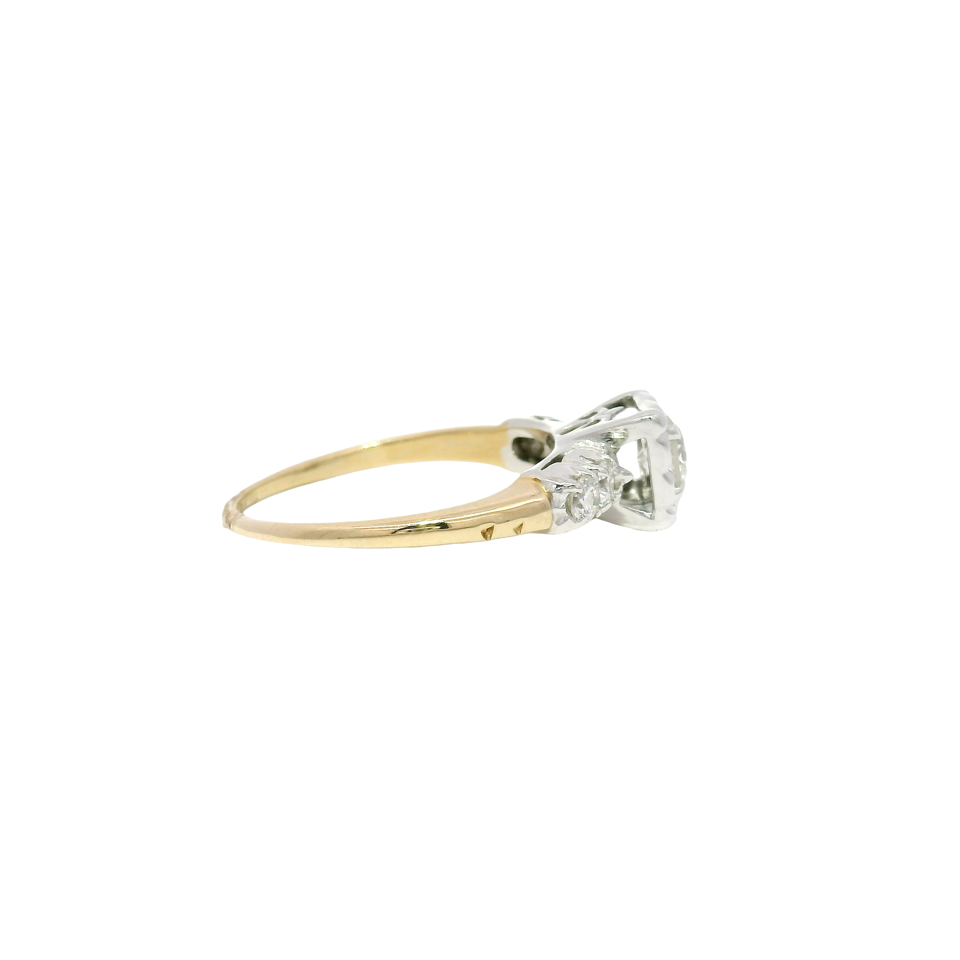 Natural Round Diamond Ring Set in 14K Yellow Gold