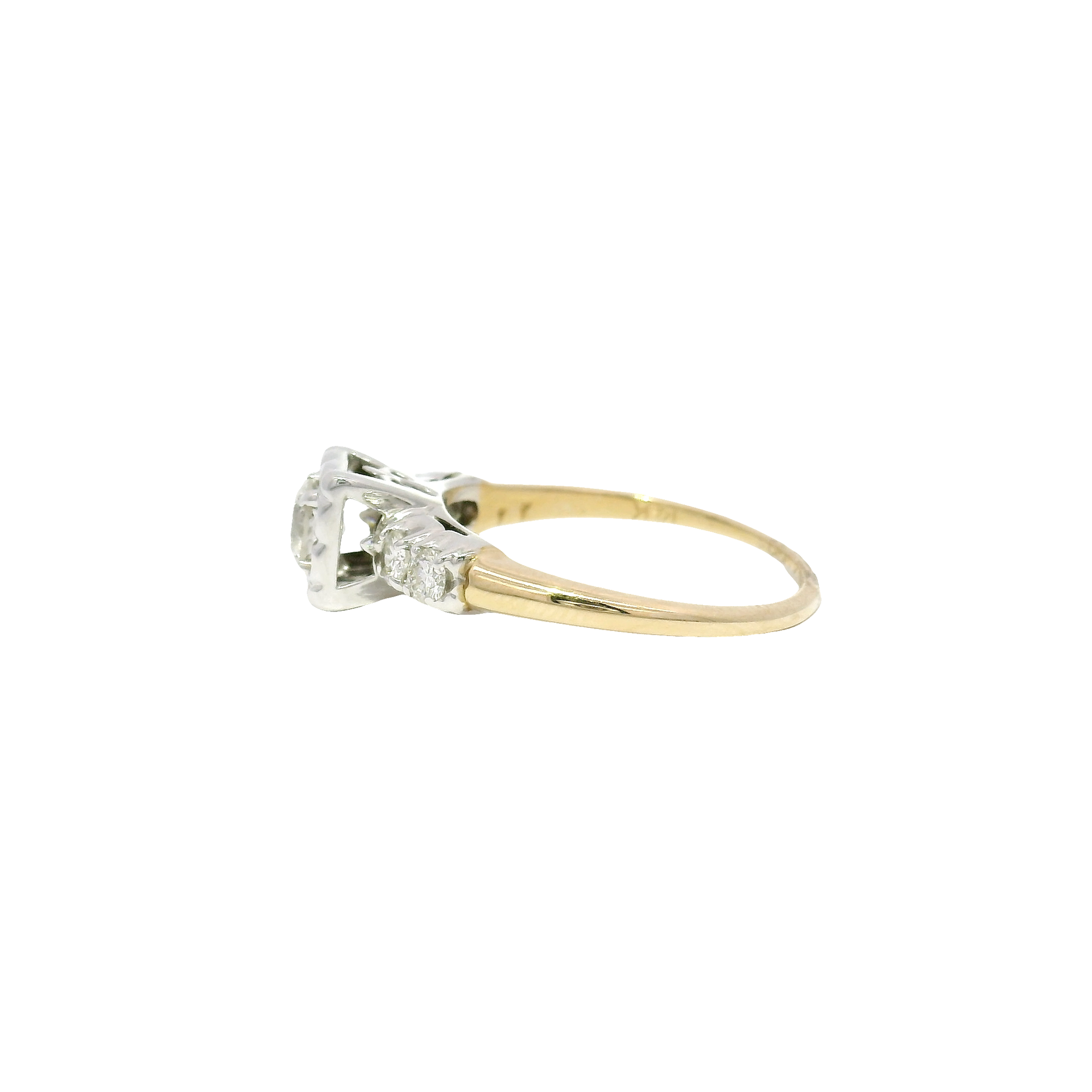 Natural Round Diamond Ring Set in 14K Yellow Gold