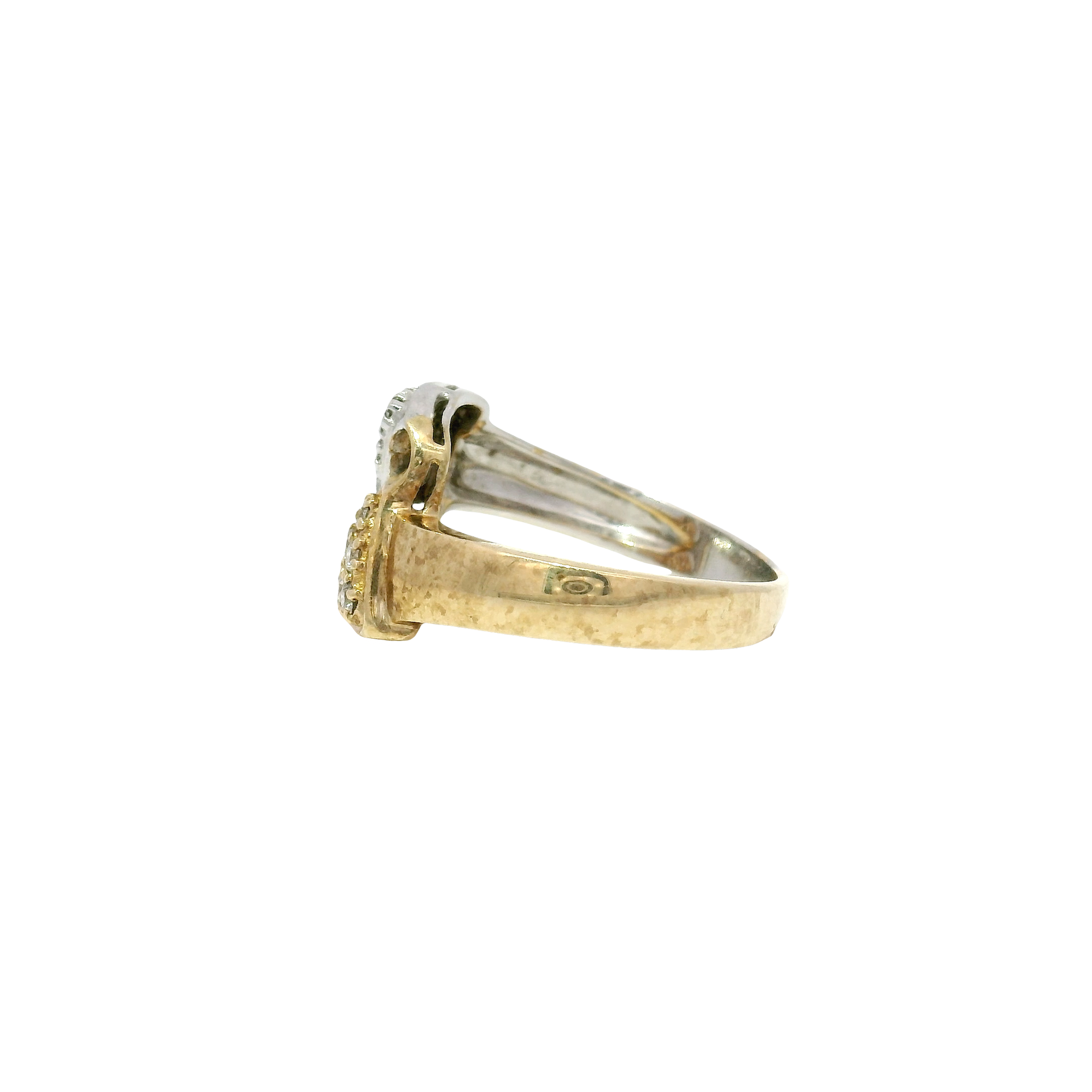 Two Tone Natural Diamond Pave Ring in 14K Yellow Gold