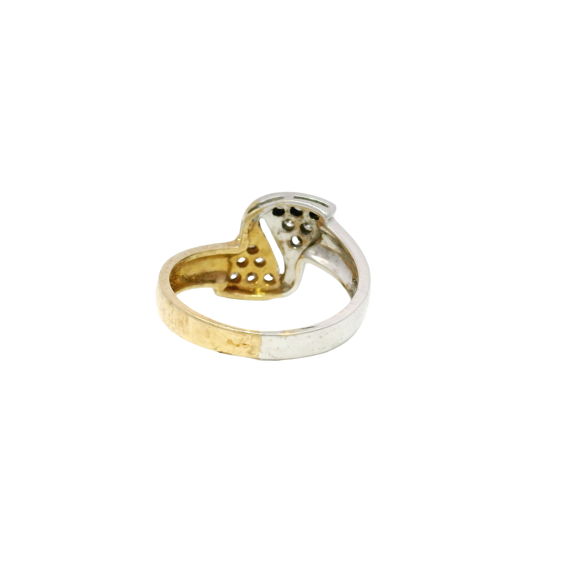 Two Tone Natural Diamond Pave Ring in 14K Yellow Gold