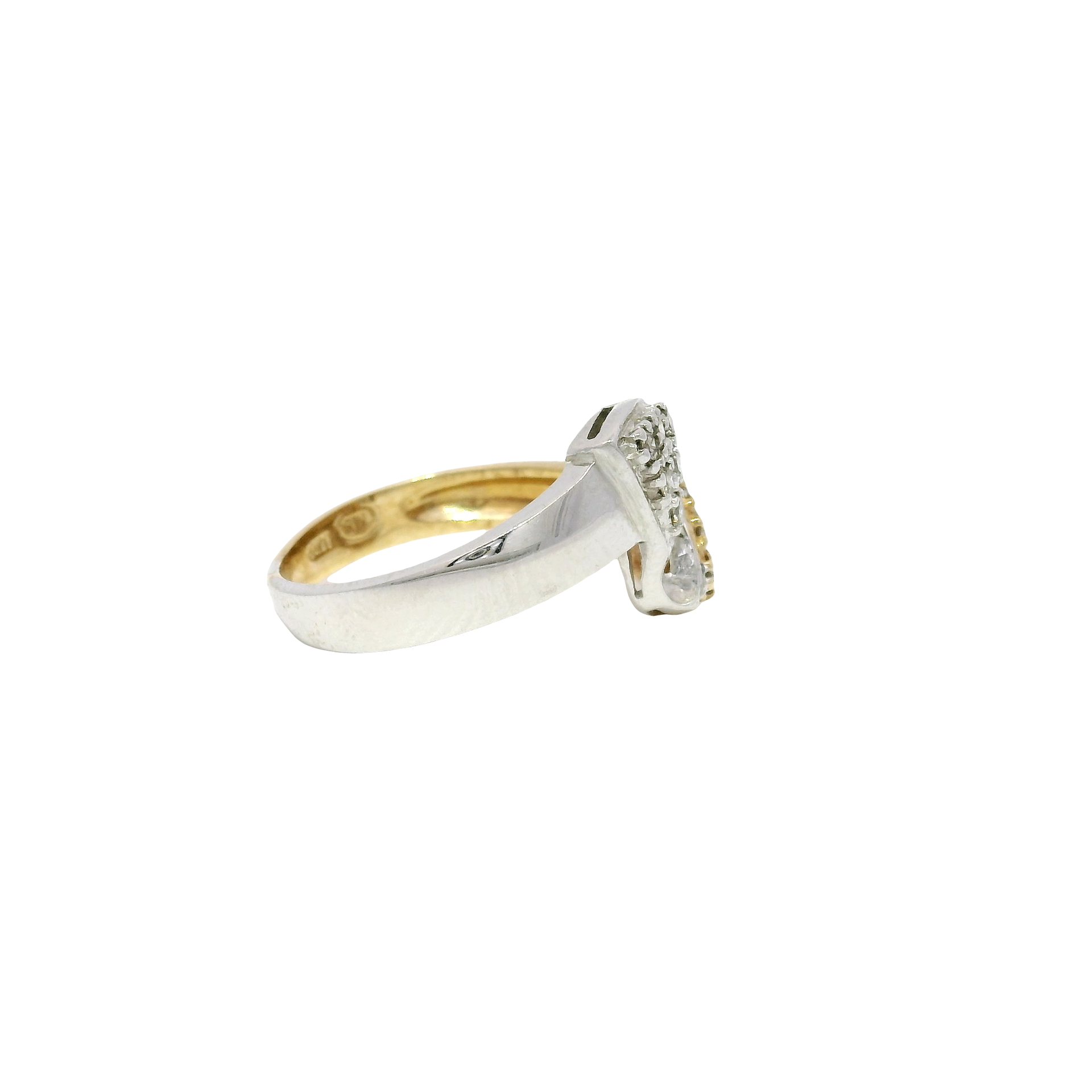 Two Tone Natural Diamond Pave Ring in 14K Yellow Gold