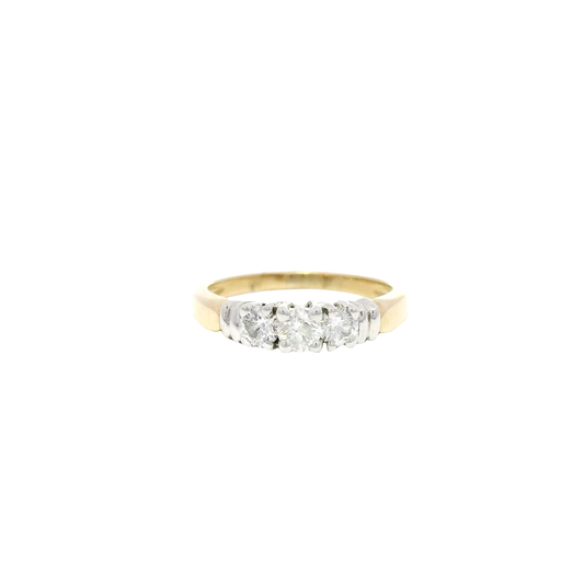 14k Yellow Gold Diamond Three Stone Ring