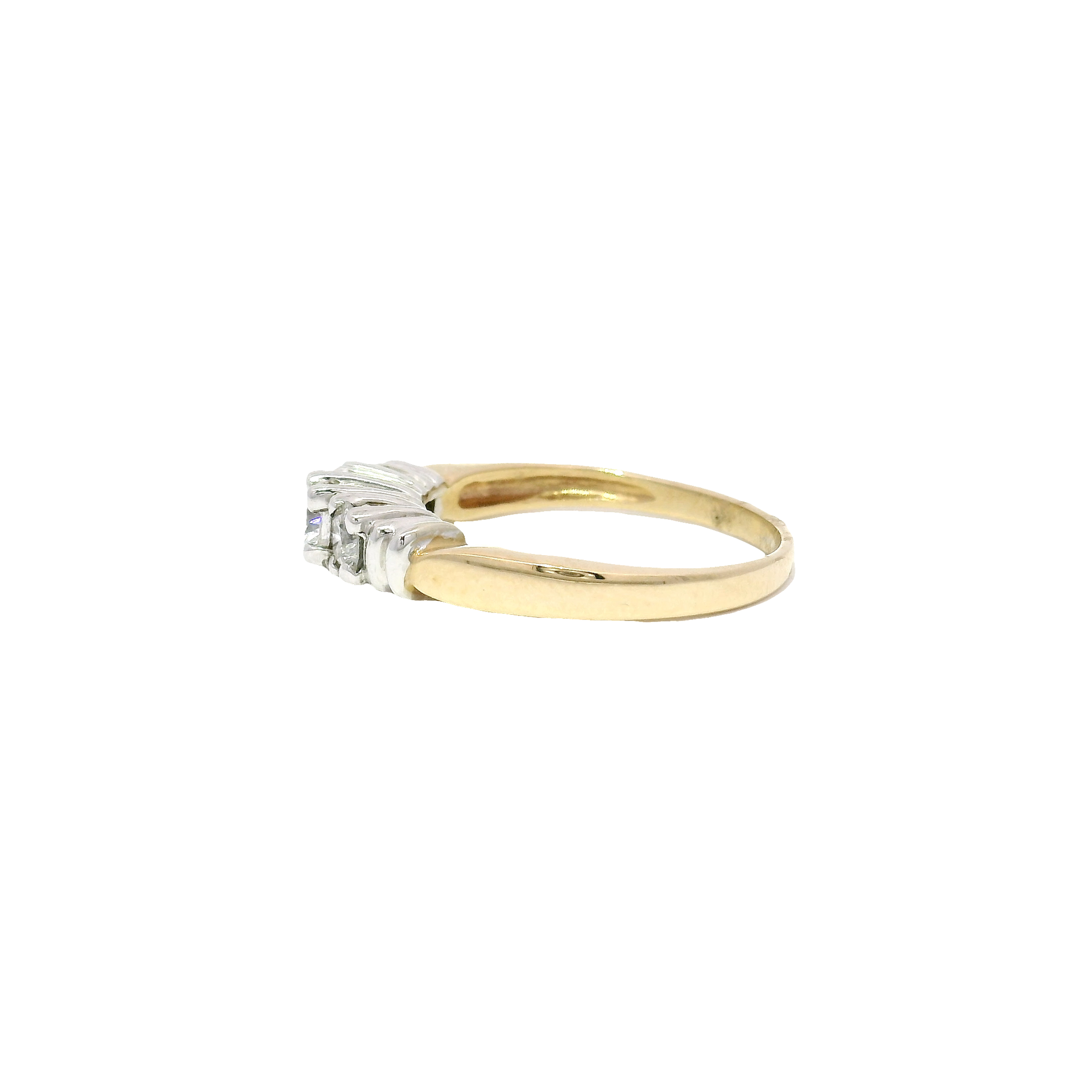 14k Yellow Gold Diamond Three Stone Ring