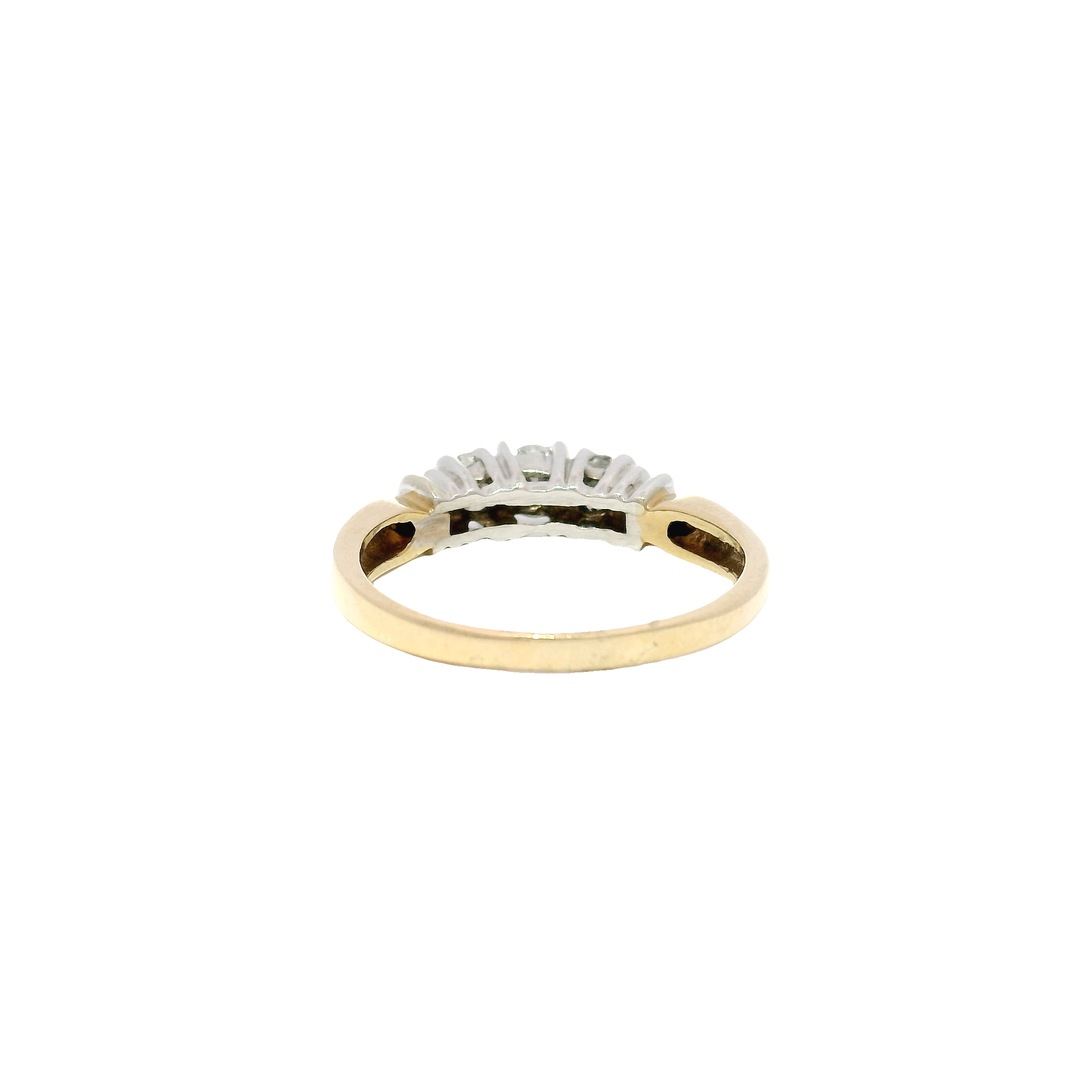14k Yellow Gold Diamond Three Stone Ring