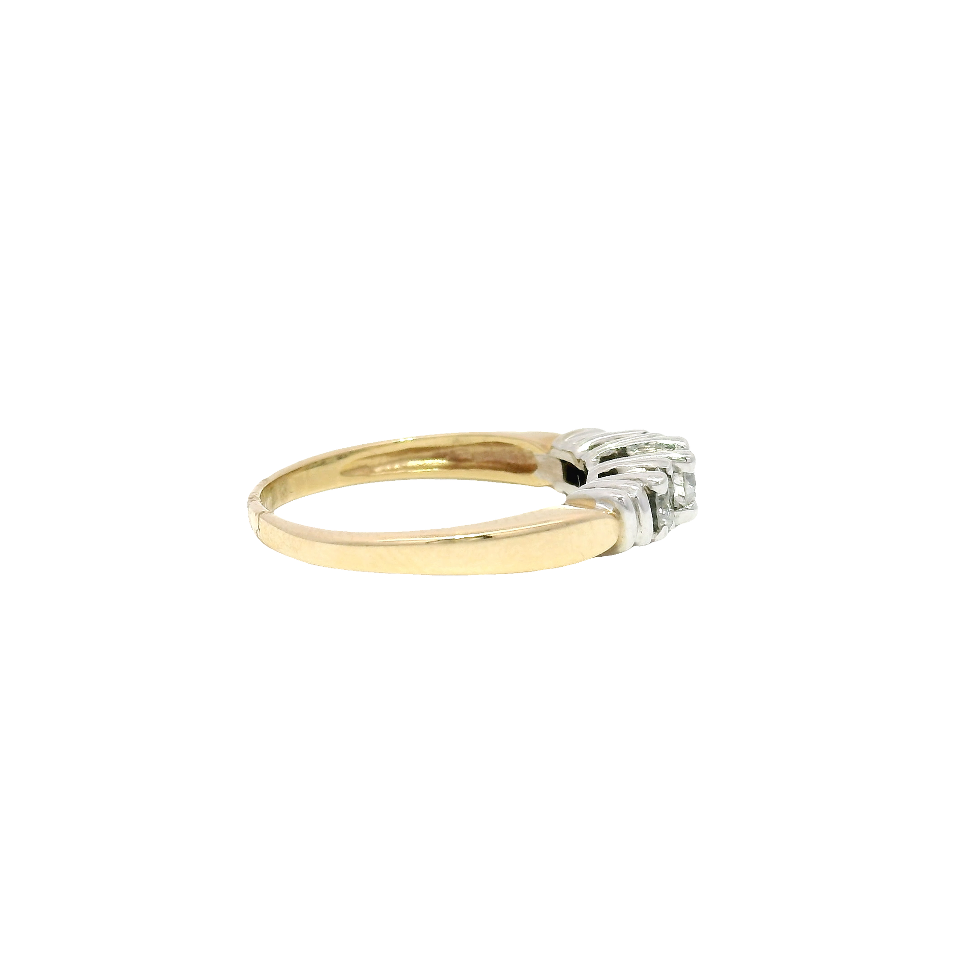 14k Yellow Gold Diamond Three Stone Ring