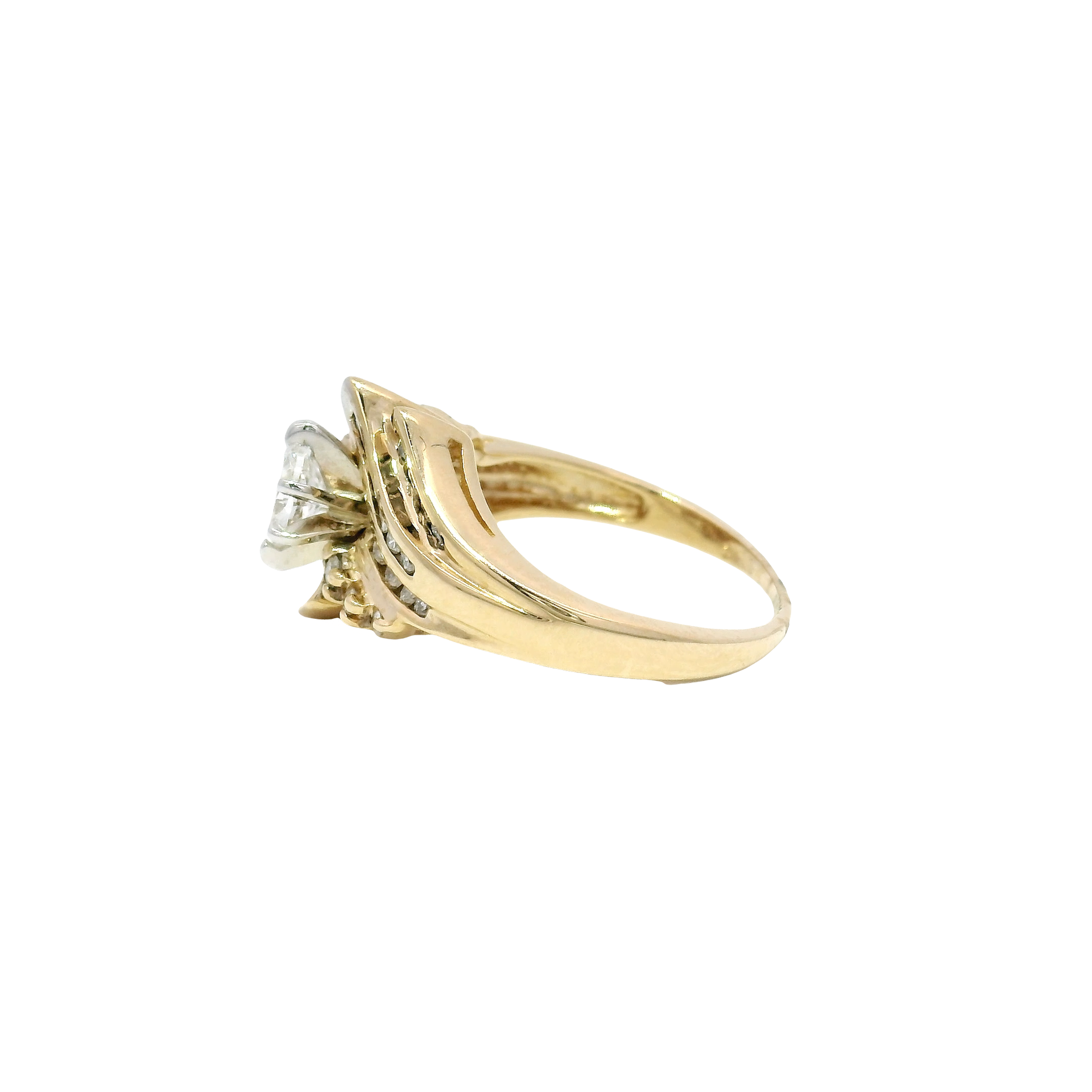 Natural Marquise Diamond Ring in 14K Yellow Gold