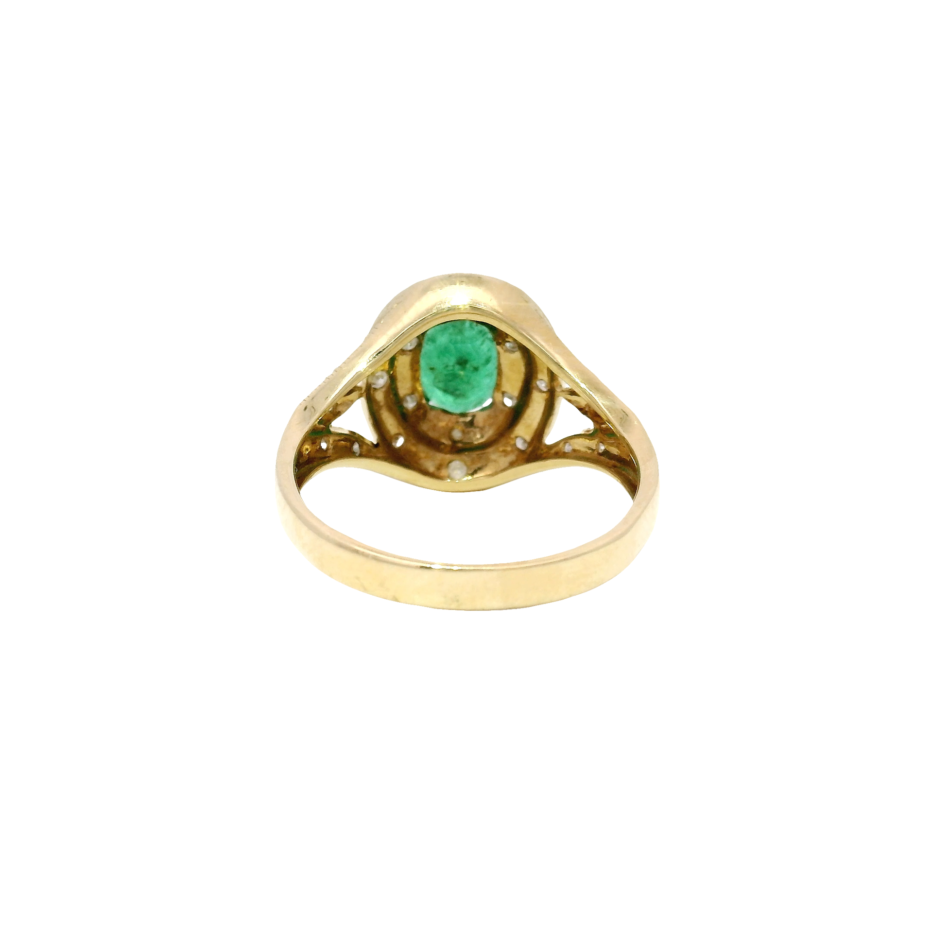 Natural Oval Emerald Estate Ring Set in 14K Yellow Gold