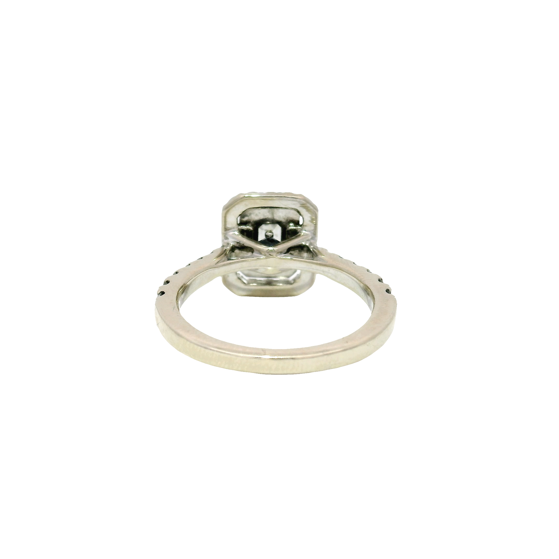 Natural Emerald Cut Diamond Set in Double Halo Vera Wang 14K White Gold Mounting
