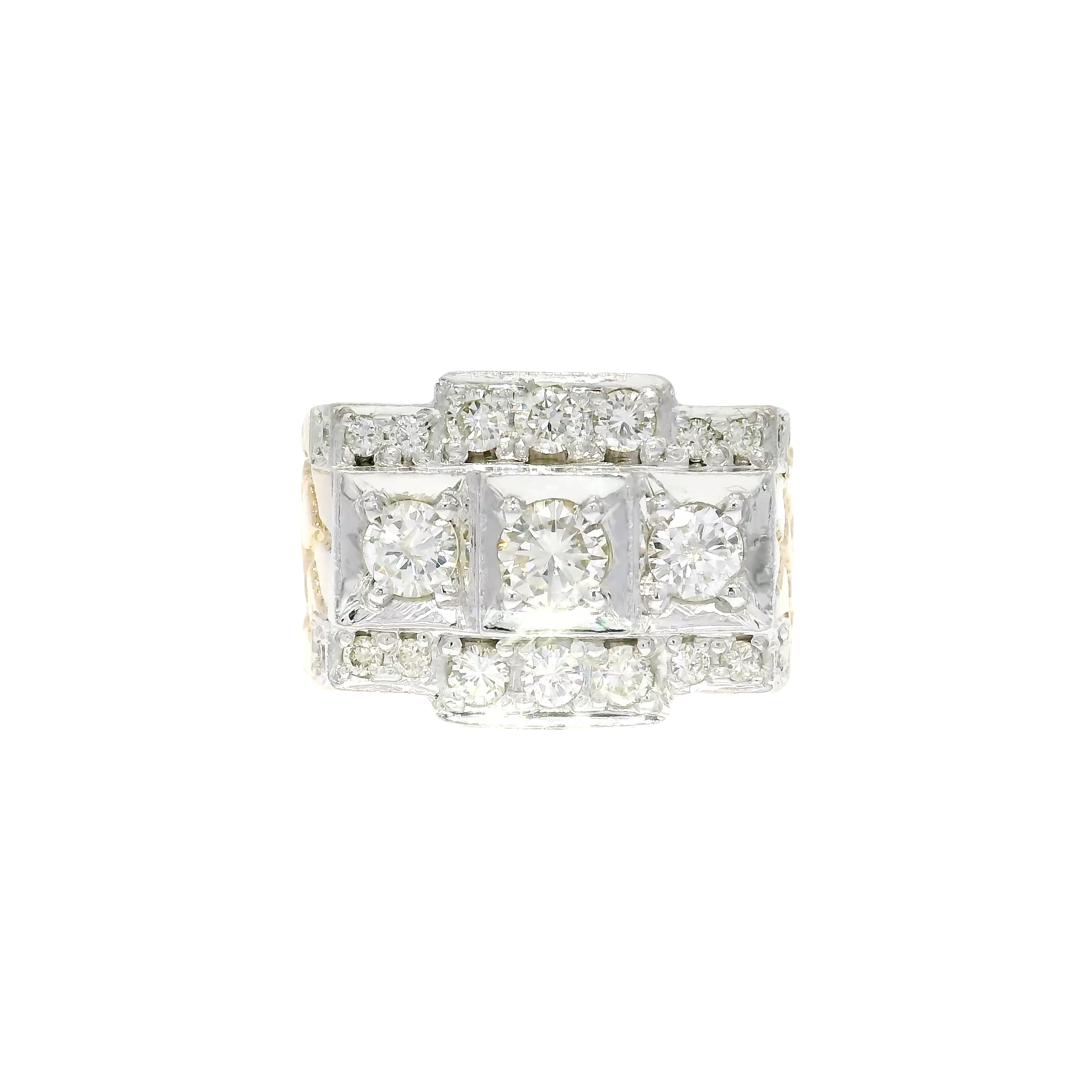 Custom Natural Diamond Nugget Style Men's Ring in 14K Yellow Gold