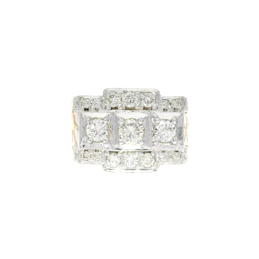 Custom Natural Diamond Nugget Style Men's Ring in 14K Yellow Gold