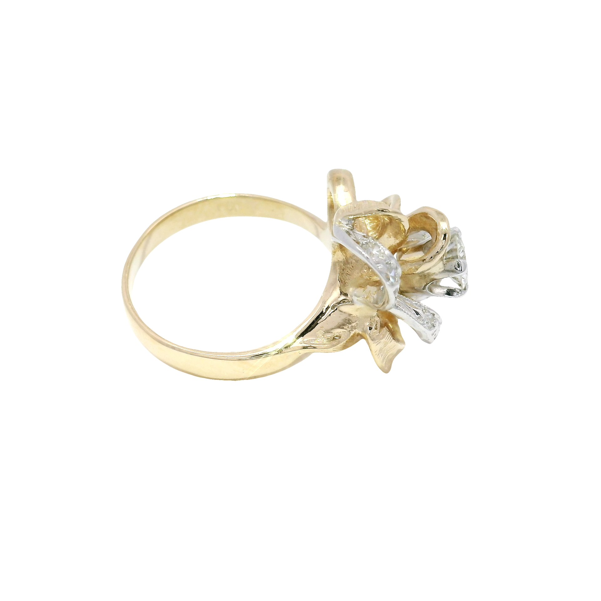 Natural Diamond Floral Cluster Ring in 14K Yellow Gold
