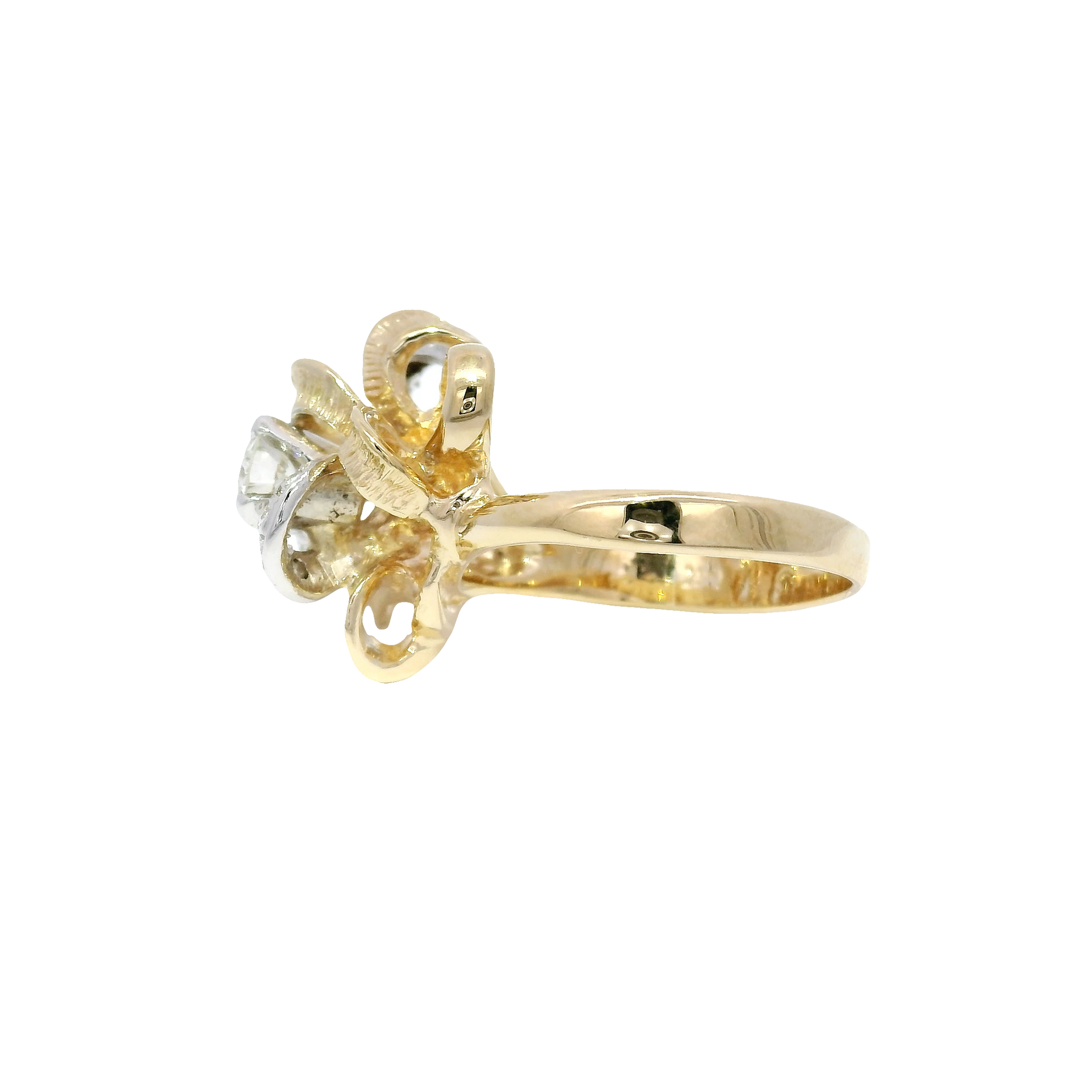 Natural Diamond Floral Cluster Ring in 14K Yellow Gold