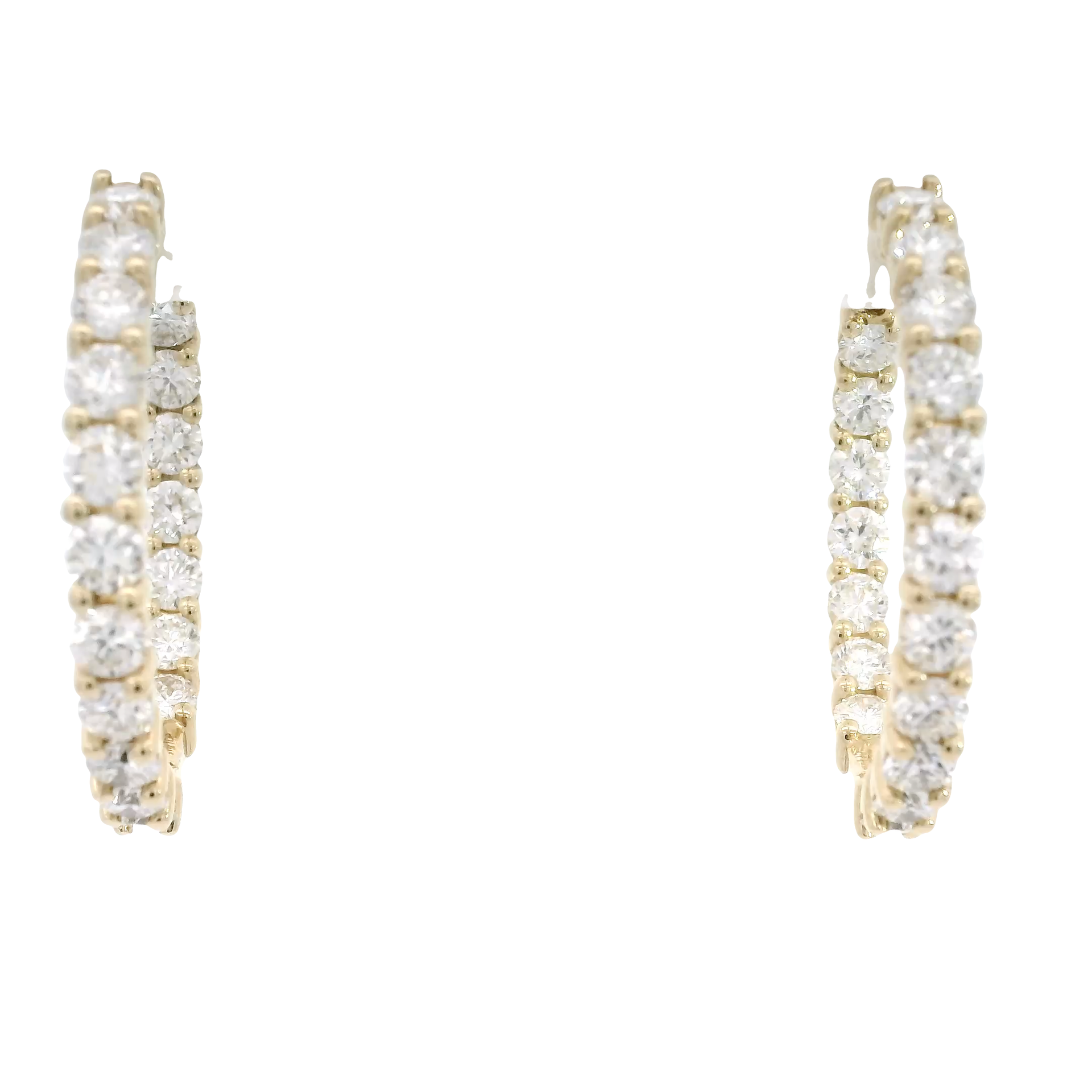 5.25cttw. Lab Grown F VS Diamond In N Out Hoops in 14K Yellow Gold