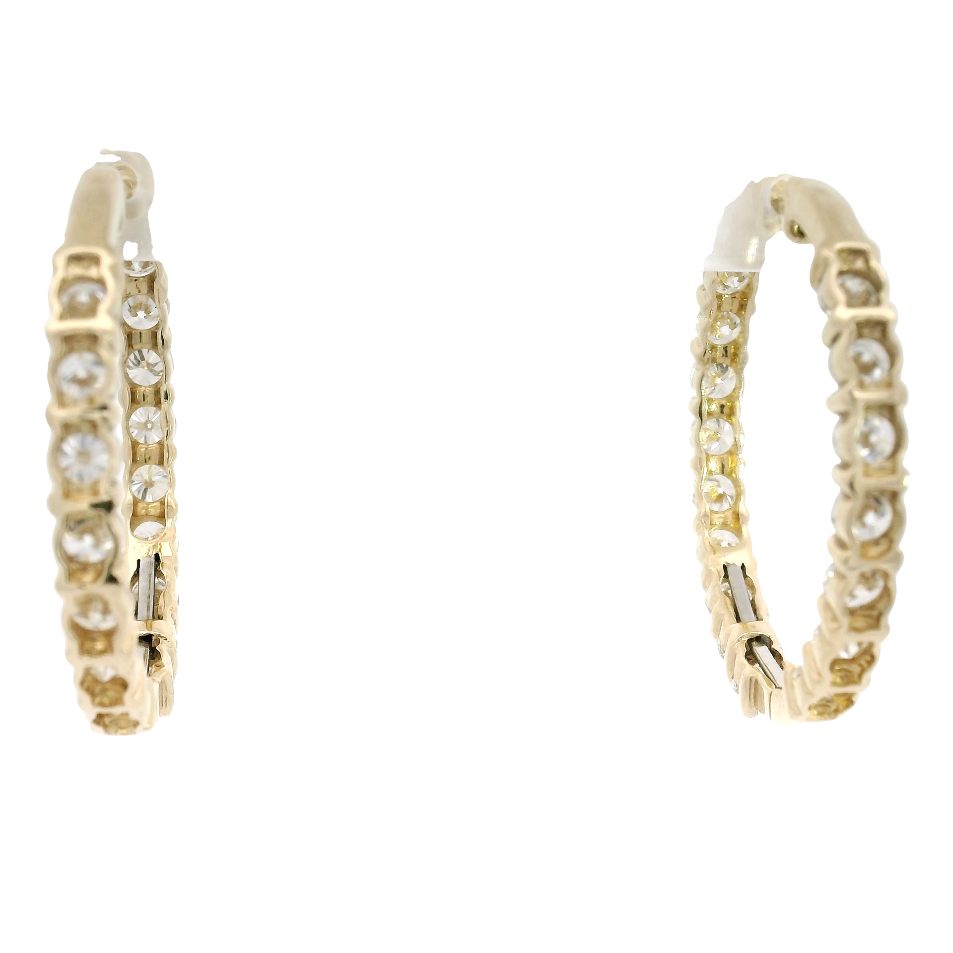 5.25cttw. Lab Grown F VS Diamond In N Out Hoops in 14K Yellow Gold