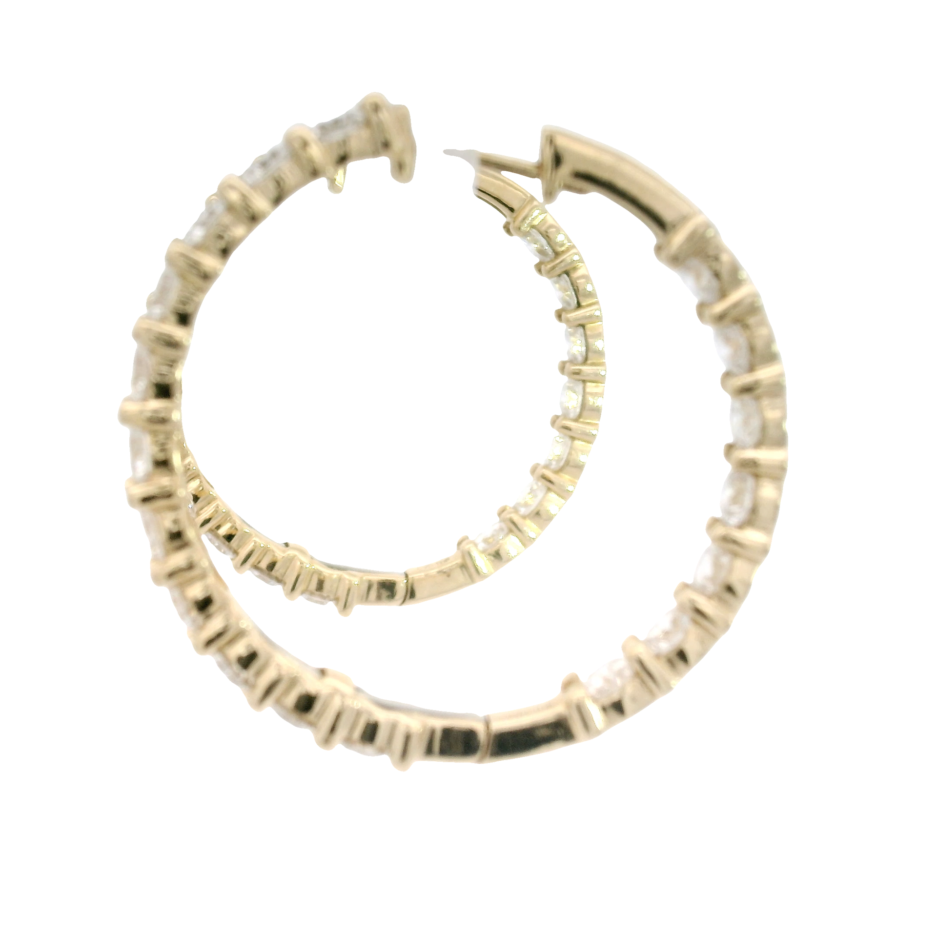 5.25cttw. Lab Grown F VS Diamond In N Out Hoops in 14K Yellow Gold