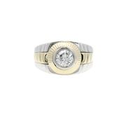 Natural Round Diamond Rolex Style Ring in Two Tone 10K Gold
