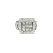 Natural Diamond Princess Cut Cluster Style Ring in 14K White Gold Sz 7.5
