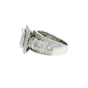 Natural Diamond Princess Cut Cluster Style Ring in 14K White Gold Sz 7.5