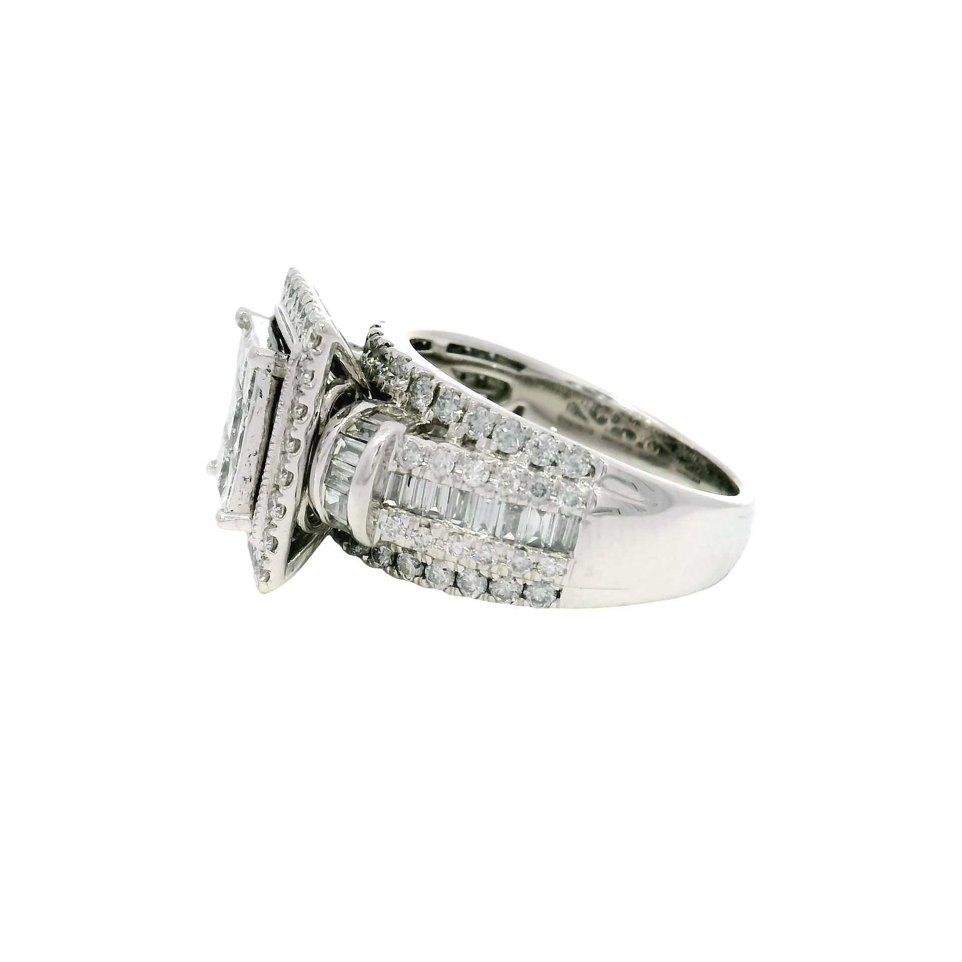 Natural Diamond Princess Cut Cluster Style Ring in 14K White Gold