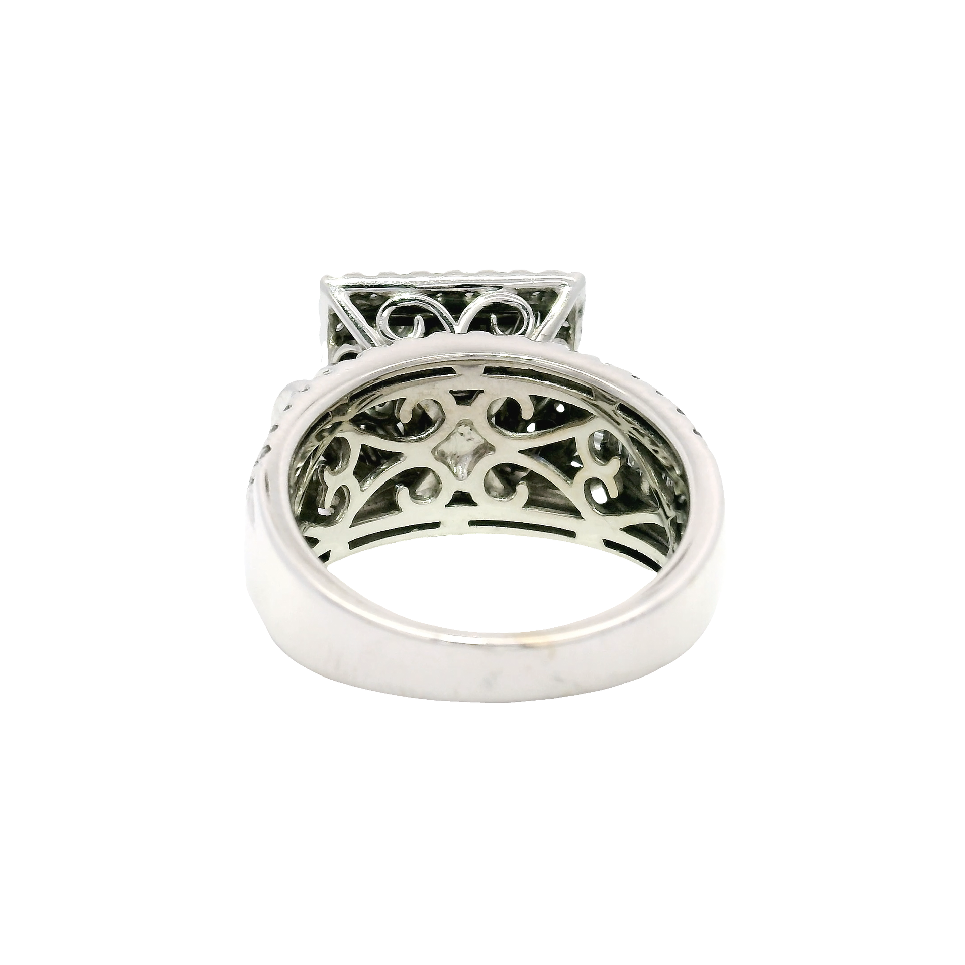 Natural Diamond Princess Cut Cluster Style Ring in 14K White Gold