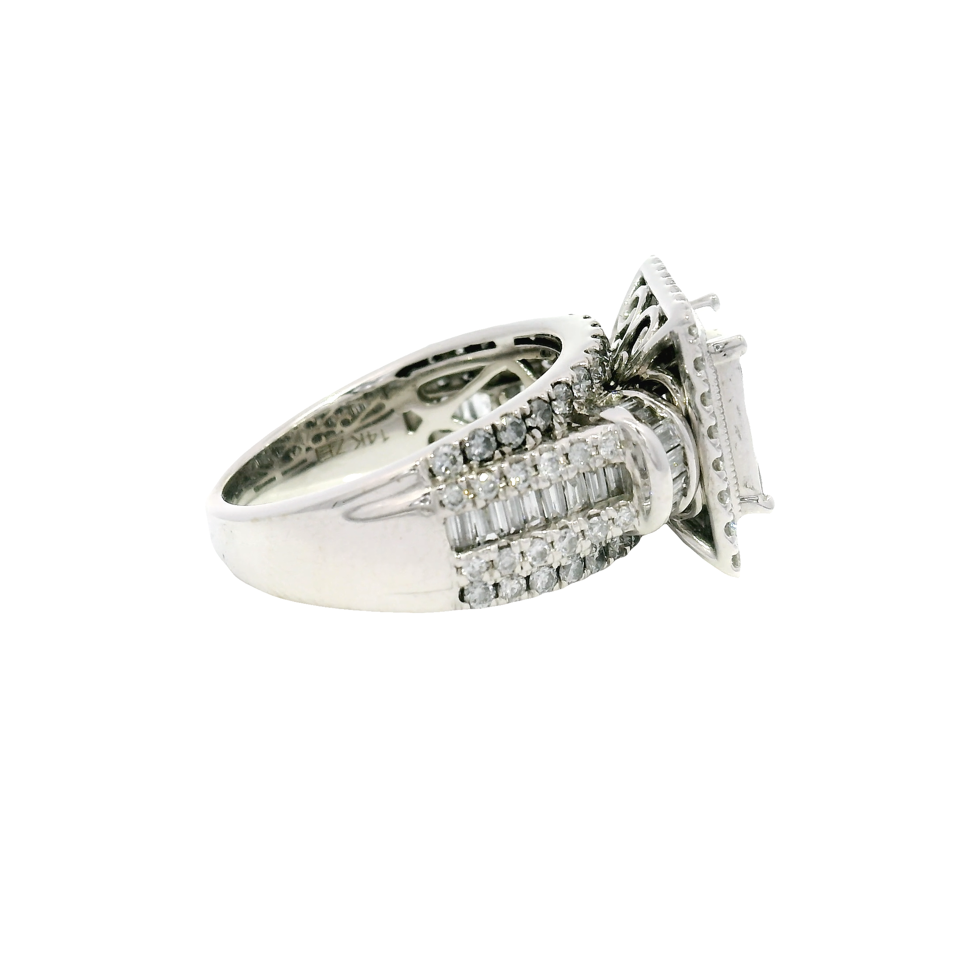 Natural Diamond Princess Cut Cluster Style Ring in 14K White Gold