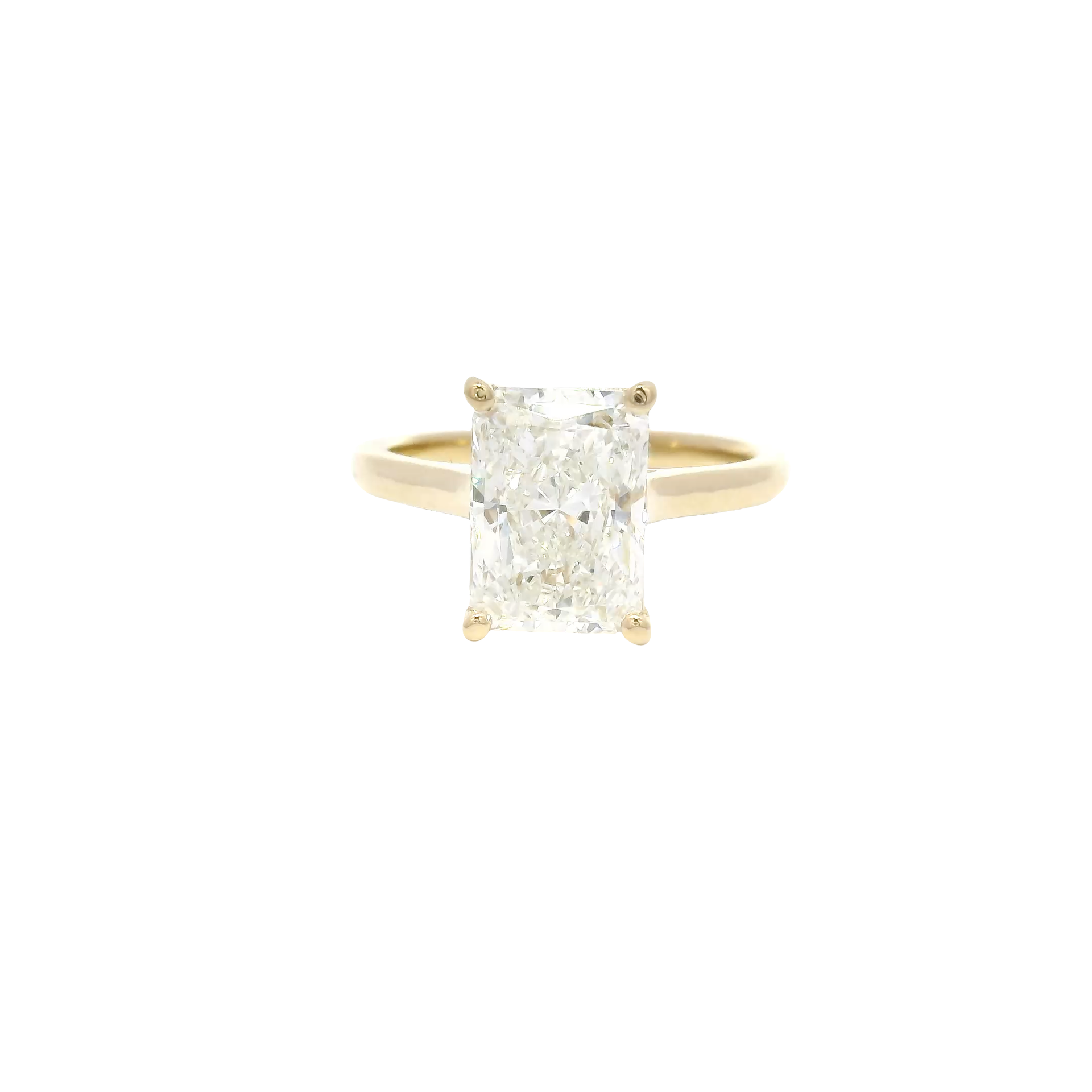 3.04ct. F VVS2 Lab Grown Elongated Radiant in 14K Yellow Gold Cathedral