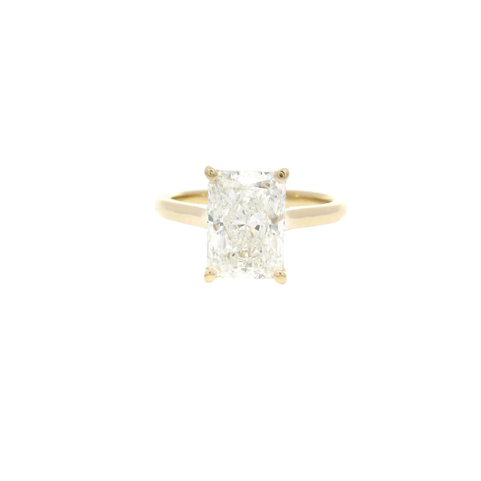 3.04ct. F VVS2 Lab Grown Elongated Radiant in 14K Yellow Gold Cathedral