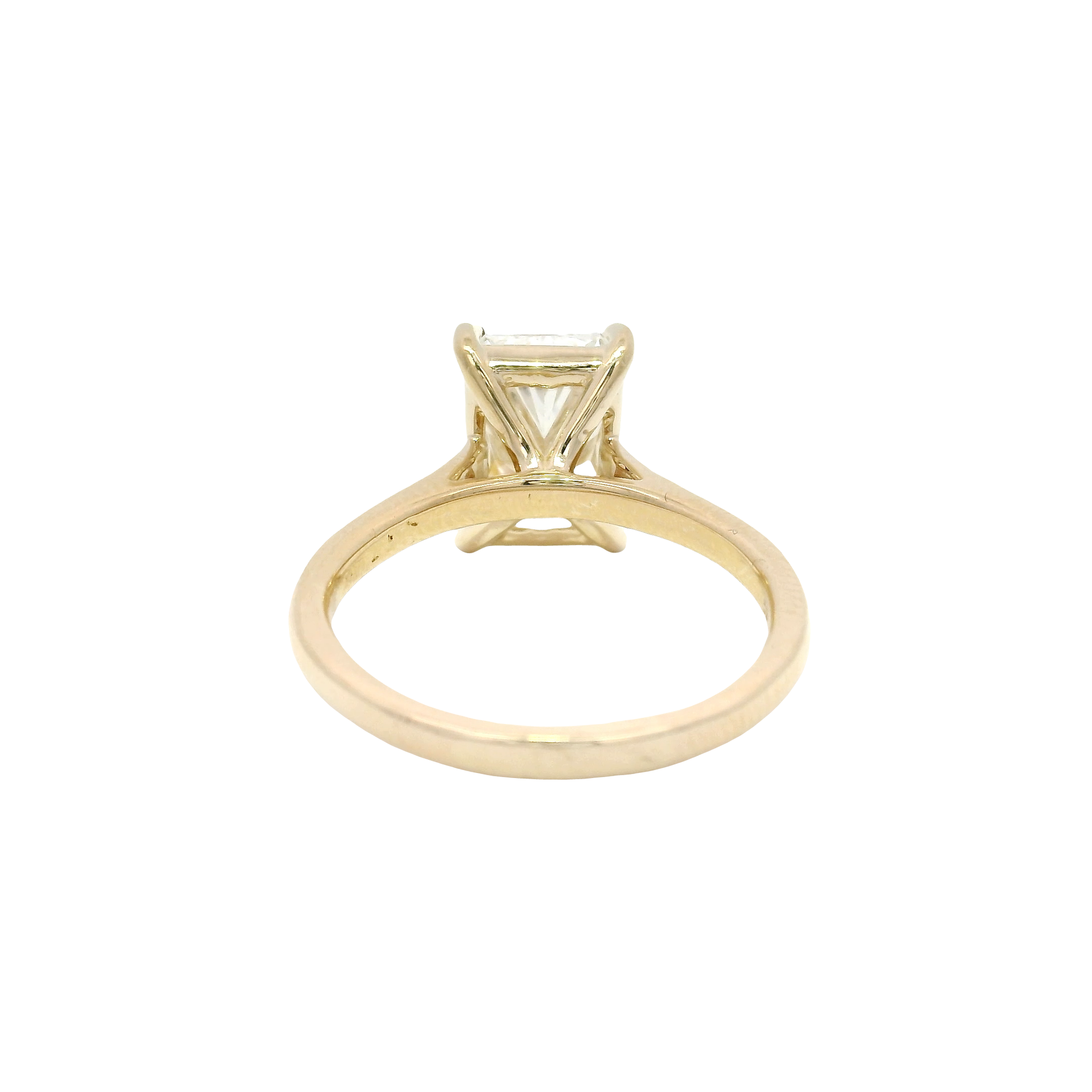 3.04ct. F VVS2 Lab Grown Elongated Radiant in 14K Yellow Gold Cathedral